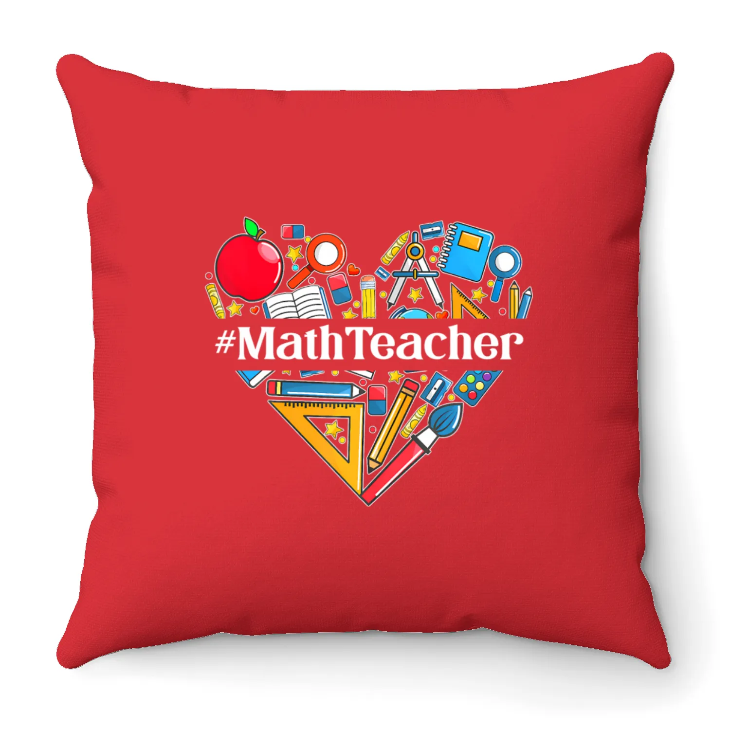 Teach Love Inspire Math Teacher Heart Back To Scho Throw Pillows