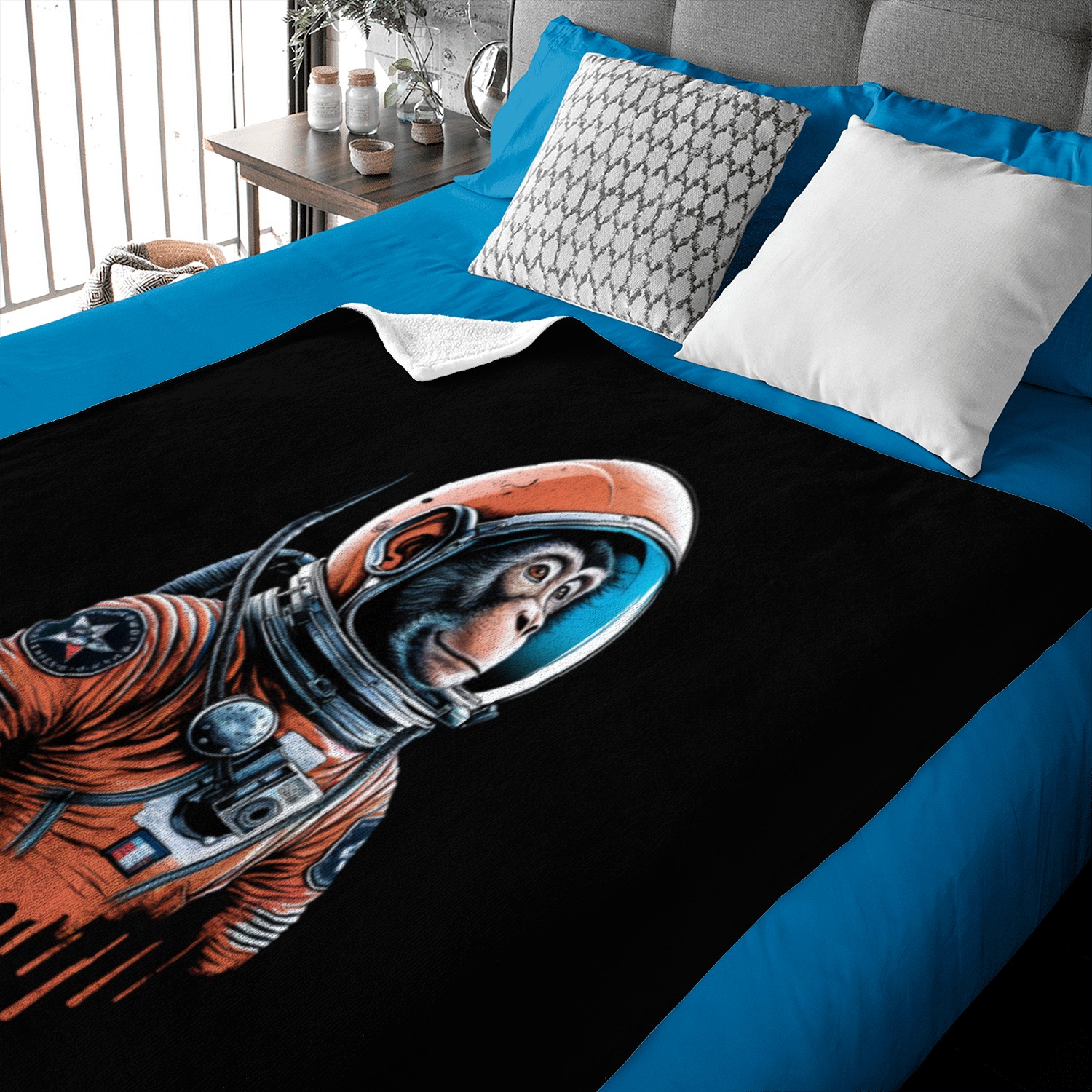 Space Adventure Monkey Astronaut Baby Blankets