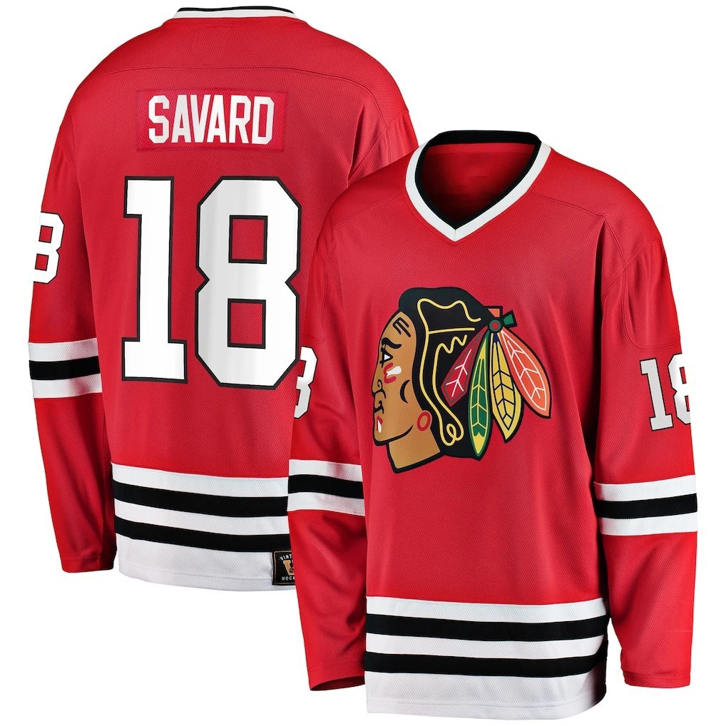 Savard Black*hawks Breakaway Retired Player Jersey - Red Size XS-5XL Reprint