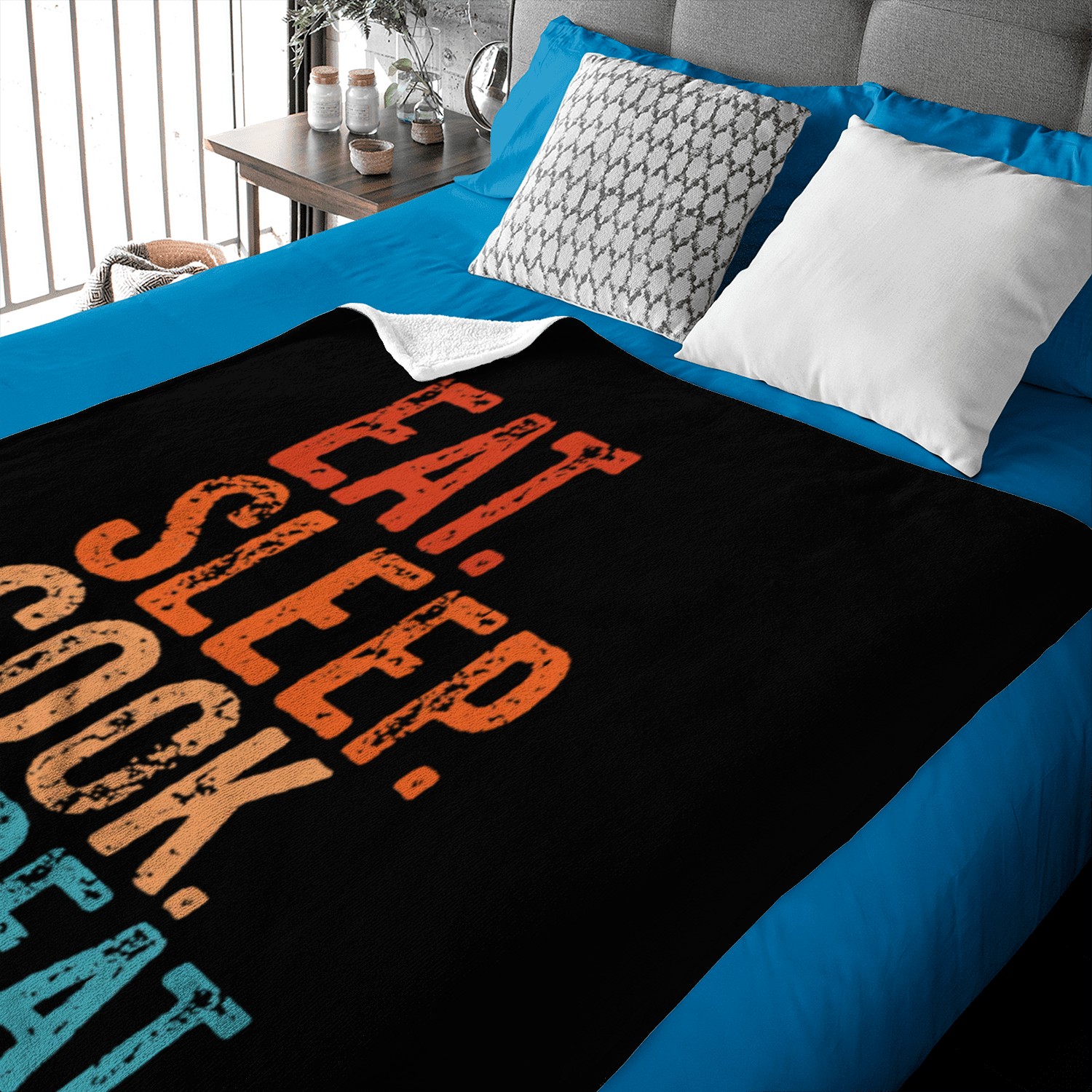 Eat Sleep Cook Repeat Cooking Chef Culinary Lunch Baby Blankets