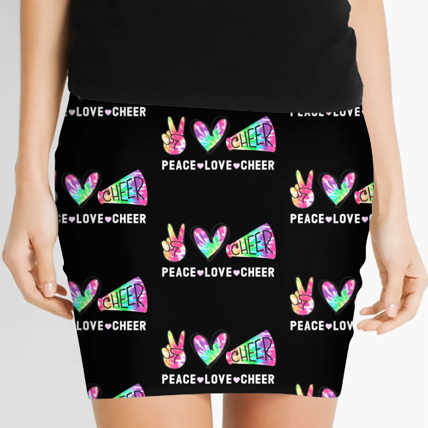 Peace Love Cheer Tie Dye Cheerleading Cute for Che Women's Mini Skirts