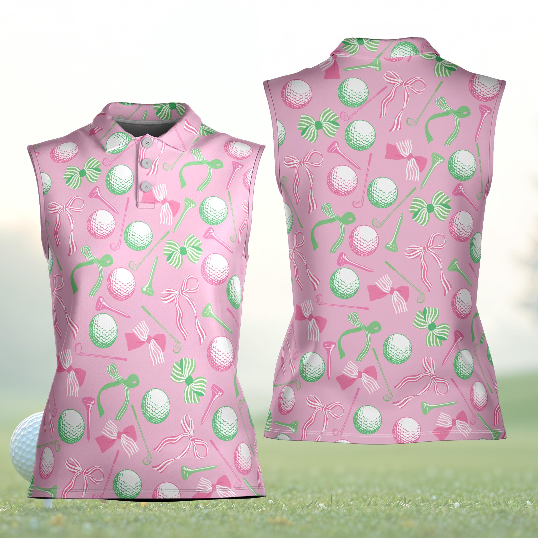 Coquette Golf Polo Shirt, Retro Lover Golf Women Sleeveless Polo, Gift For Golf Lover