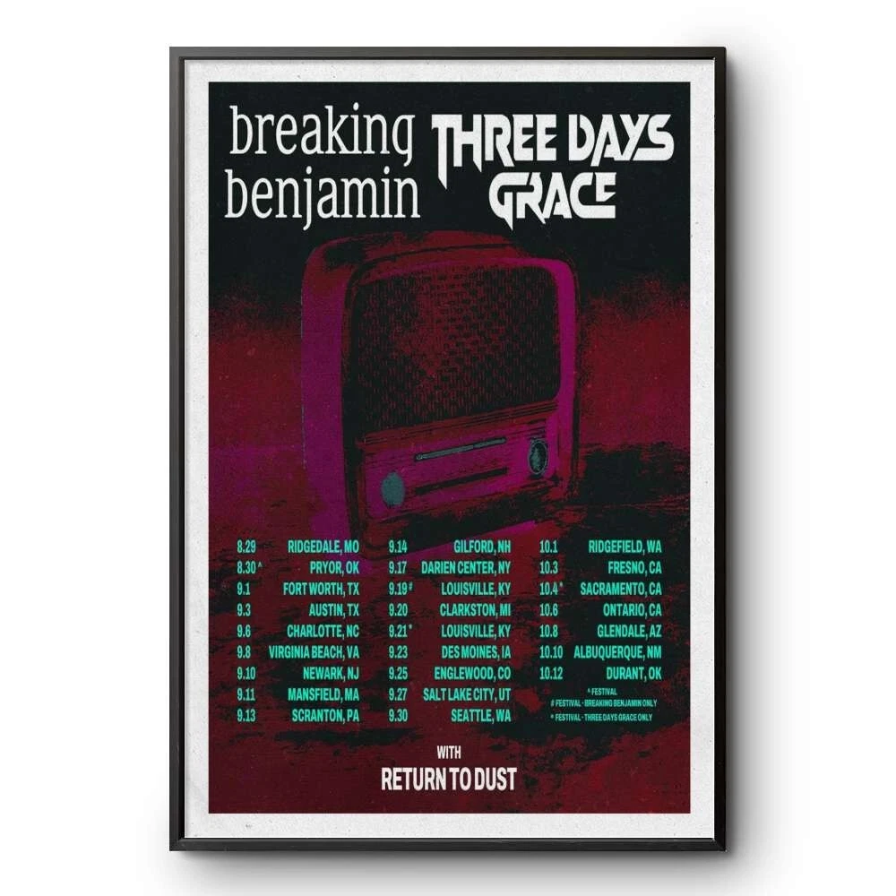 Breaking Benjamin And Three Days Grace USA Tour 2025 Poster