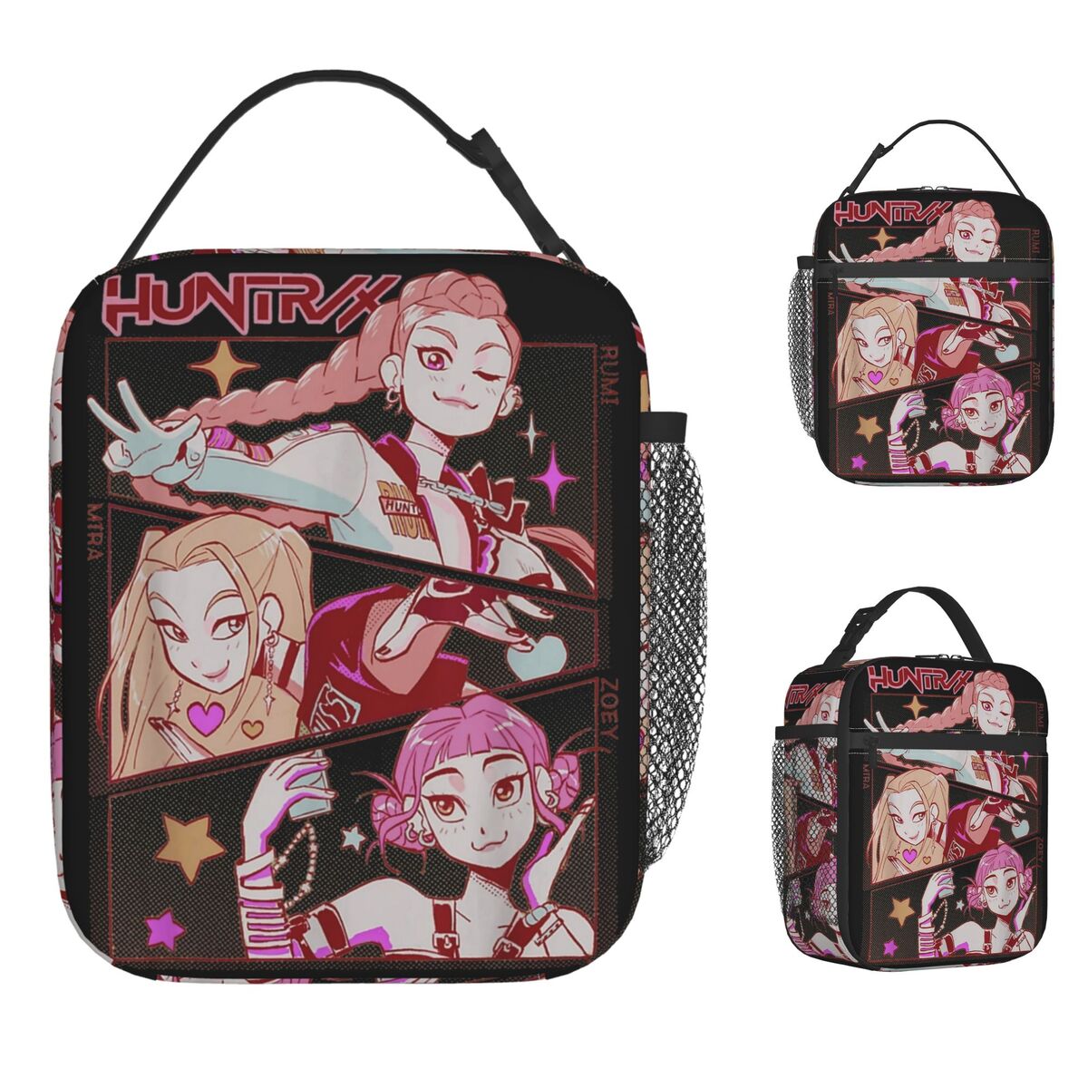 K-pop Demon Hunters Lunch Bag for Girls, Thermal Cooler Bag with Zipper, Kids Lunch Box