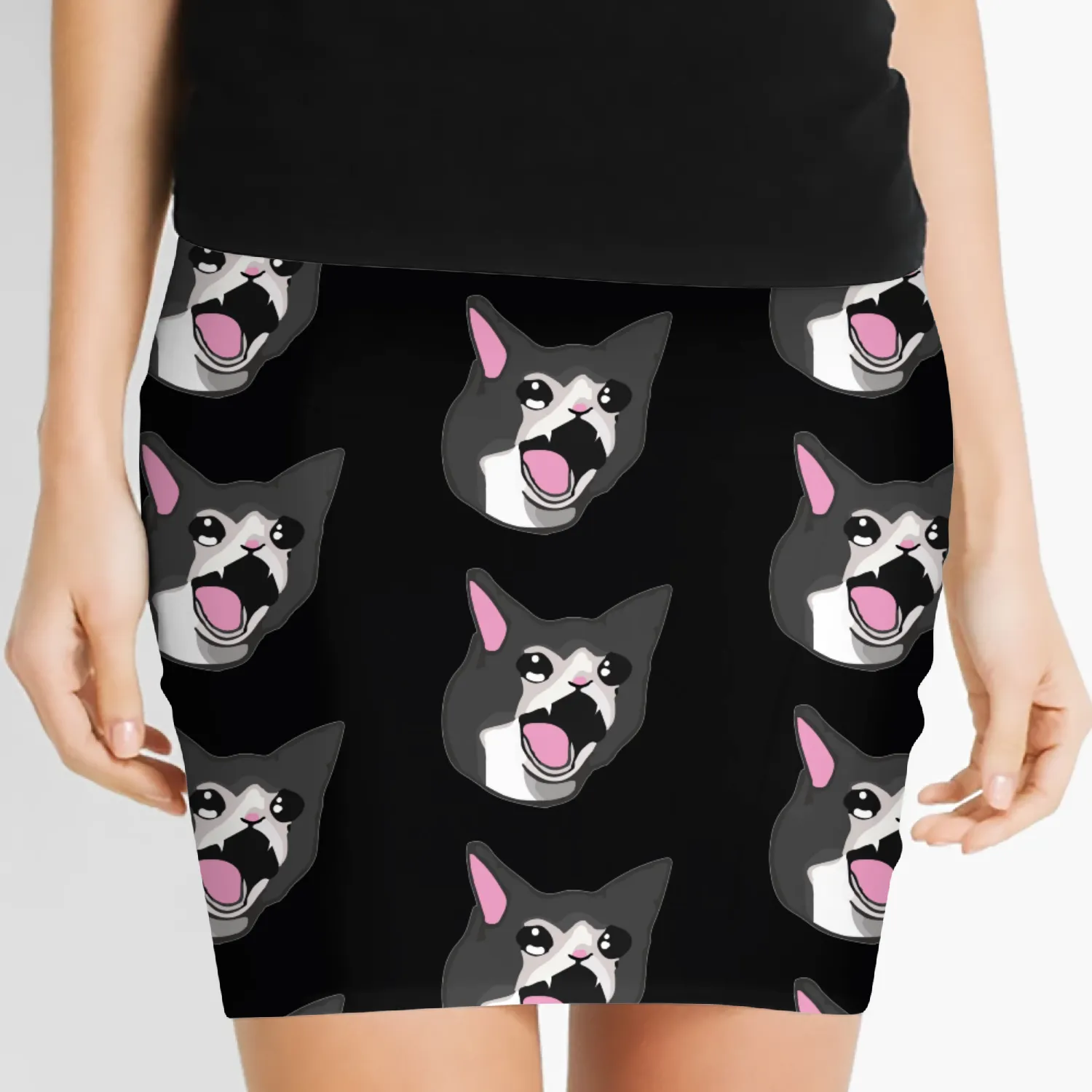 Yamero Crying Screaming Cat Meme Cute Japanese Women's Mini Skirts