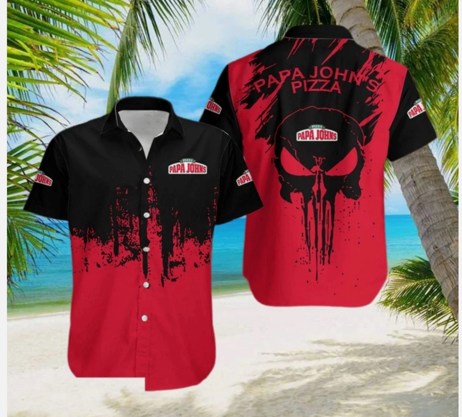 Papa John’s Pizza Skull Hawaiian Shirt for Men and Women
