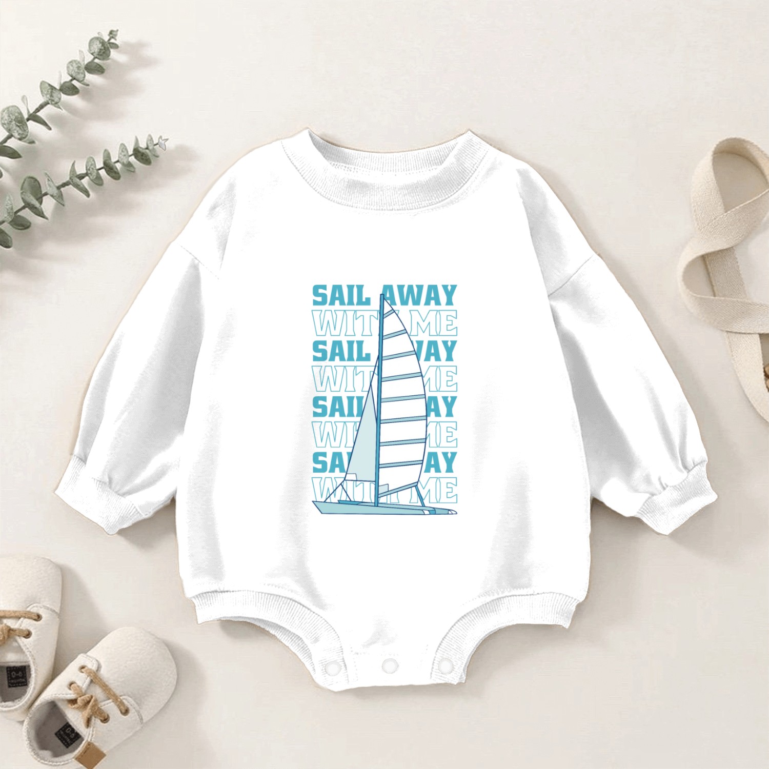 Sail together boat sailing sea Sail together boat Baby Romper Sweatshirts