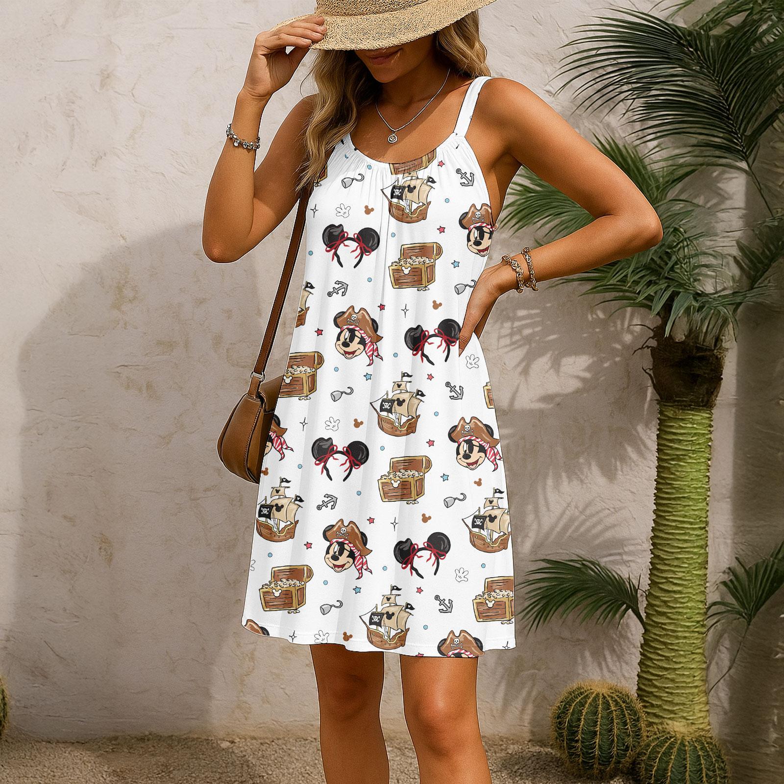 Mick And Friends Pirates Of the Caribbean Sling Dress, Pirates Dis.ney Cruise Night Summer Dress, Disneyland Gift