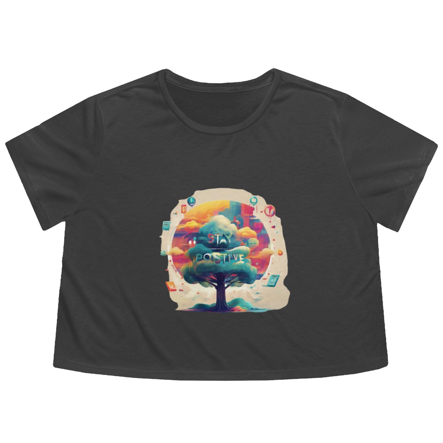 Stay positive Flowy Cropped Tees