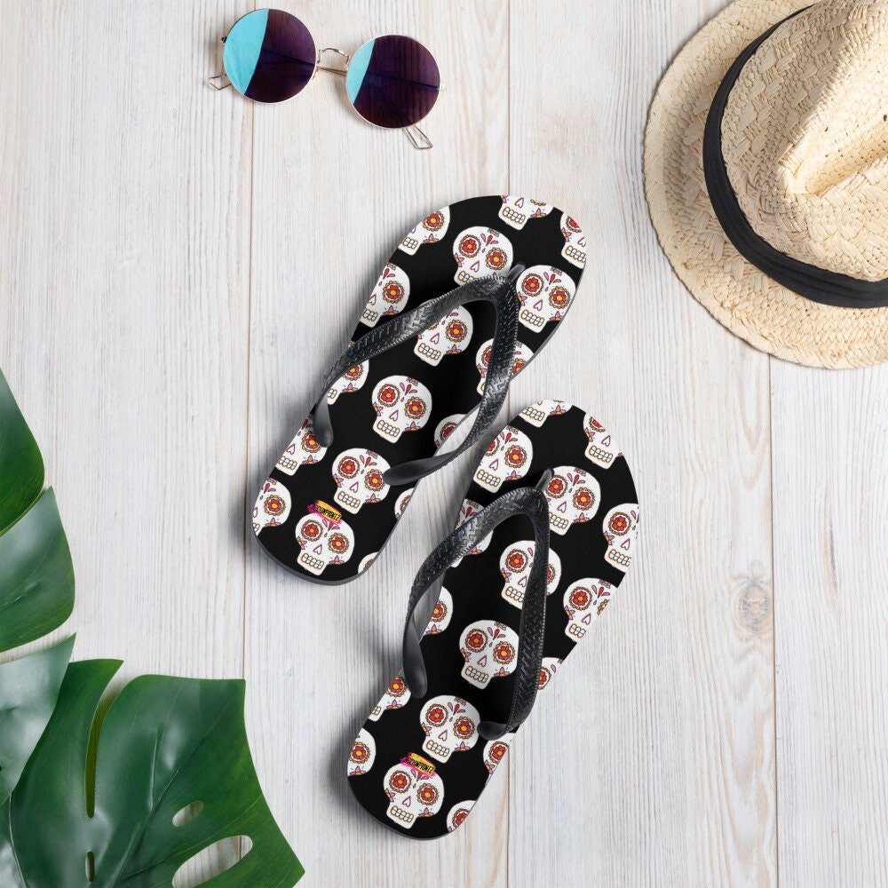 Flip-Flops, Skull Flip-Flops, Comfortable Flip-Flops, Beachwear Sandals, Lightweight Sandals, Slipon Shoes, Easygoing Shoes, Relaxing,Casual