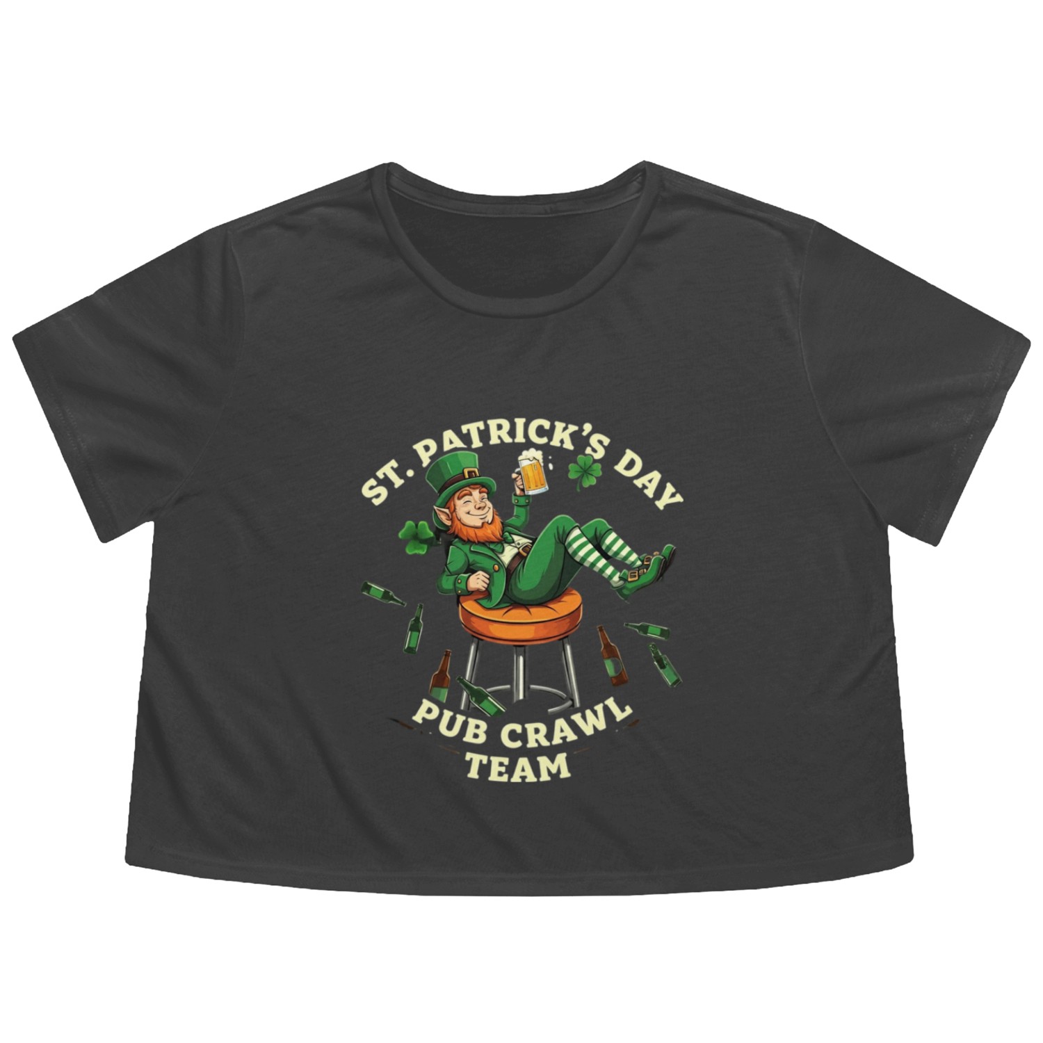 Irish Drinking Flowy Cropped Tees