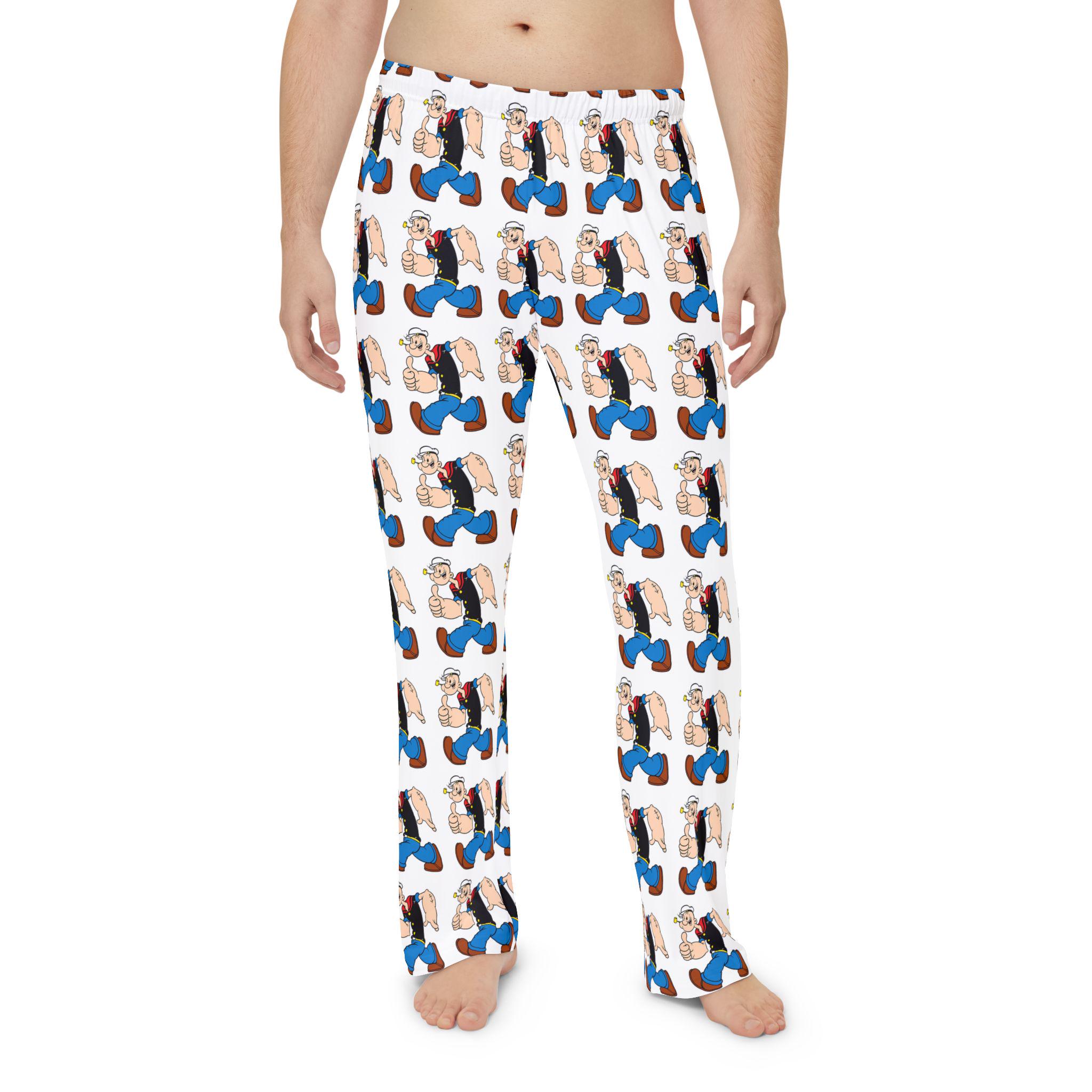 Popeye Pajama Pants, Men's Cartoon Lounge Bottoms