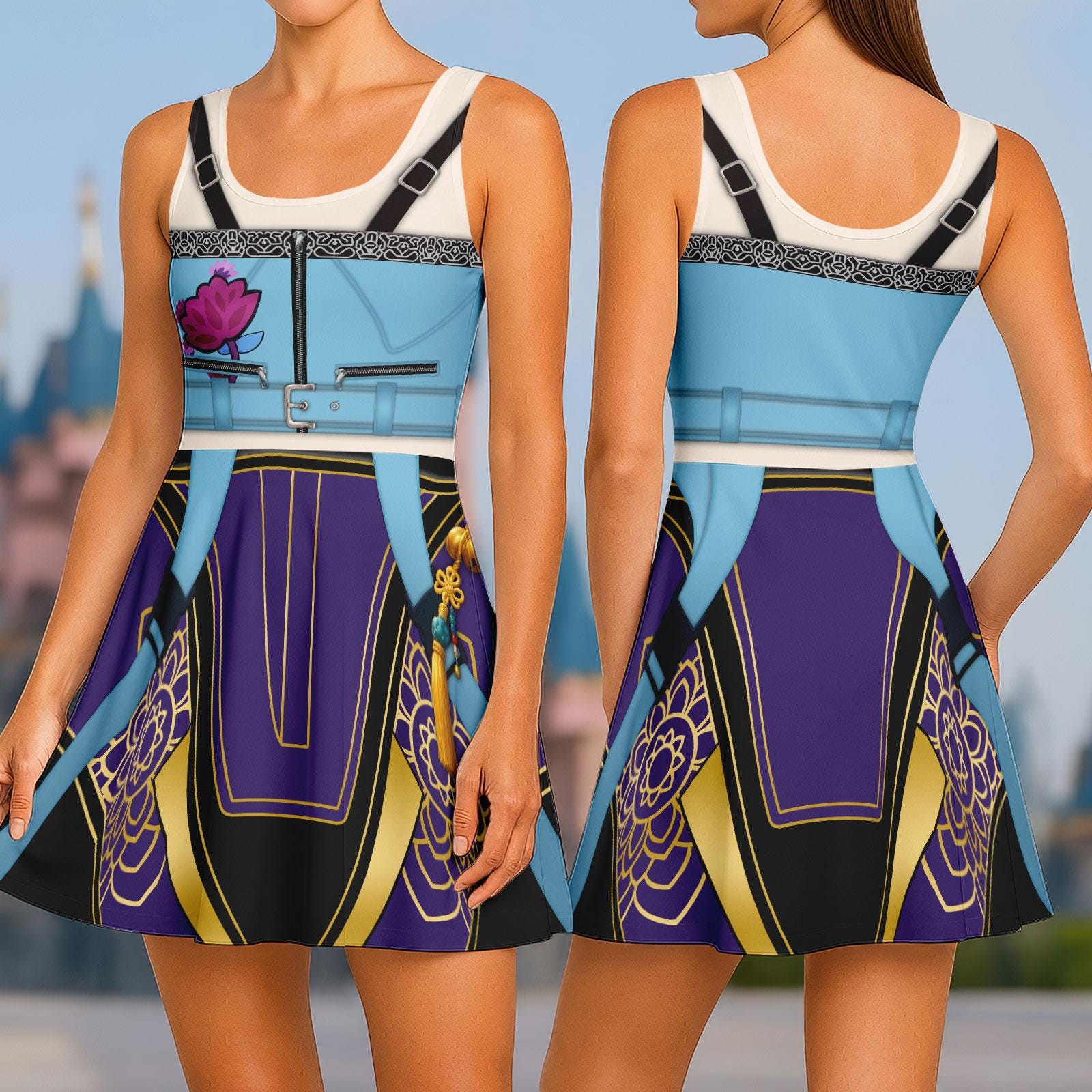 KPop Demon Hunters Zoey Cosplay Costume Dress, Demon Hunters Skater Dress, Huntrix Women Dress, Zoey Cosplay, Halloween Gift For Her