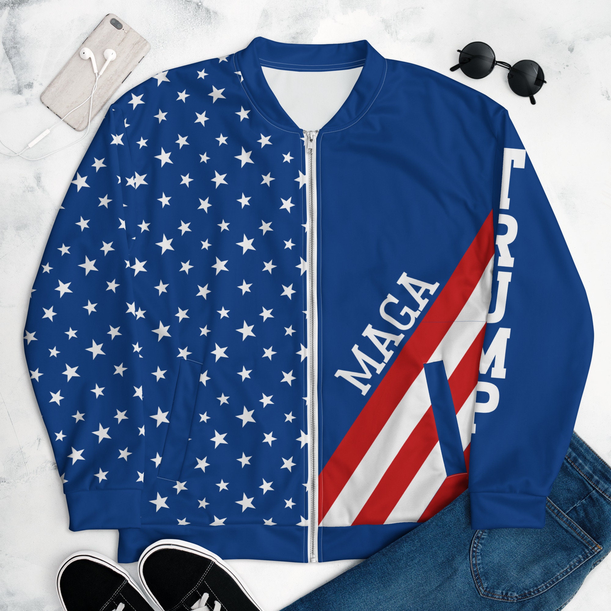 Make America Great Again Bomber Jacket, MAGA 2024, Conservative Republican Jackets, Trump Apparel, President Donald Trump Supporter Gift