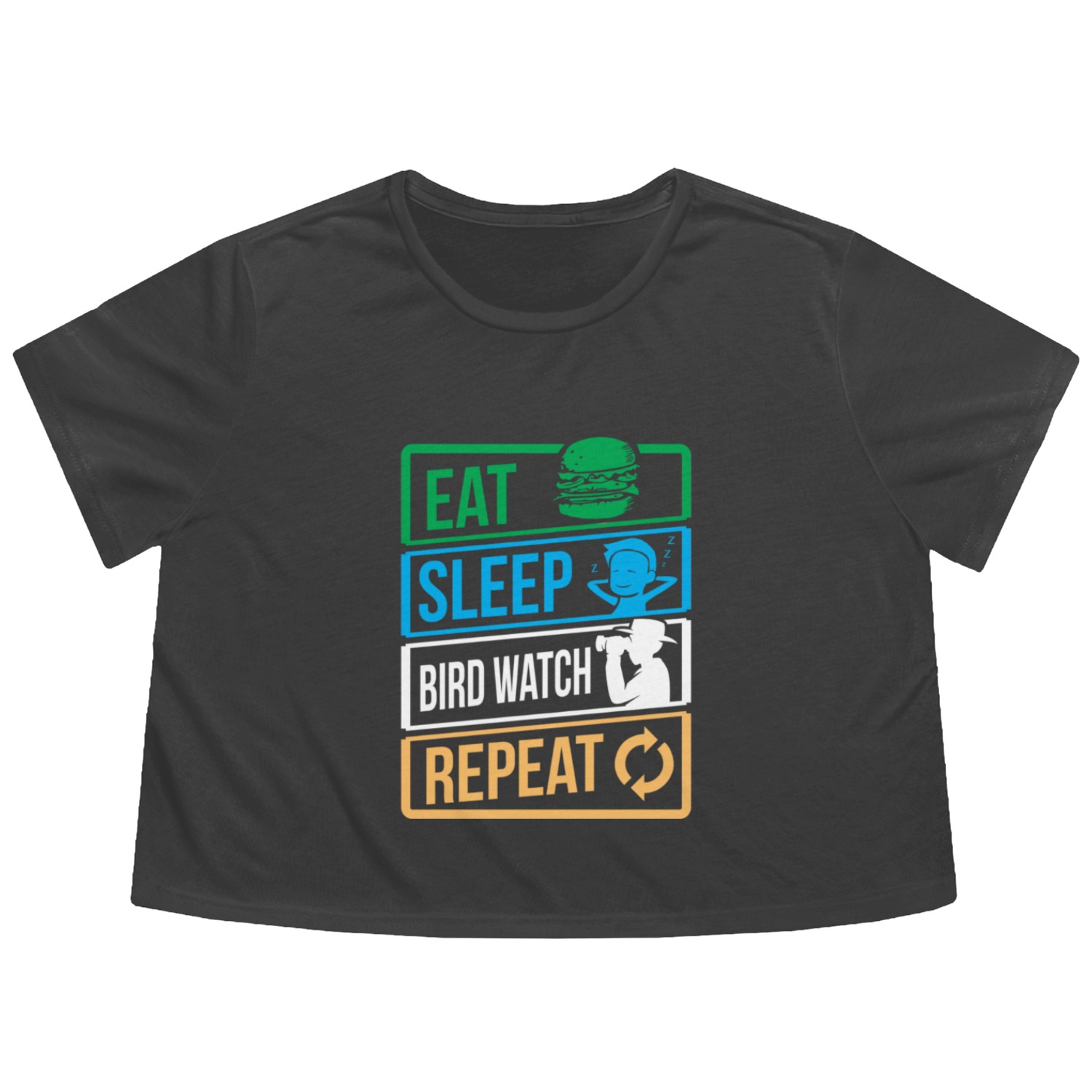 Birds Bird Lover Eat Sleep Bird Watch Birthday Flowy Cropped Tees