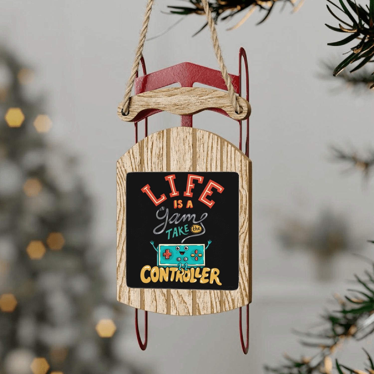 Life is a game 70s Sled Ornaments