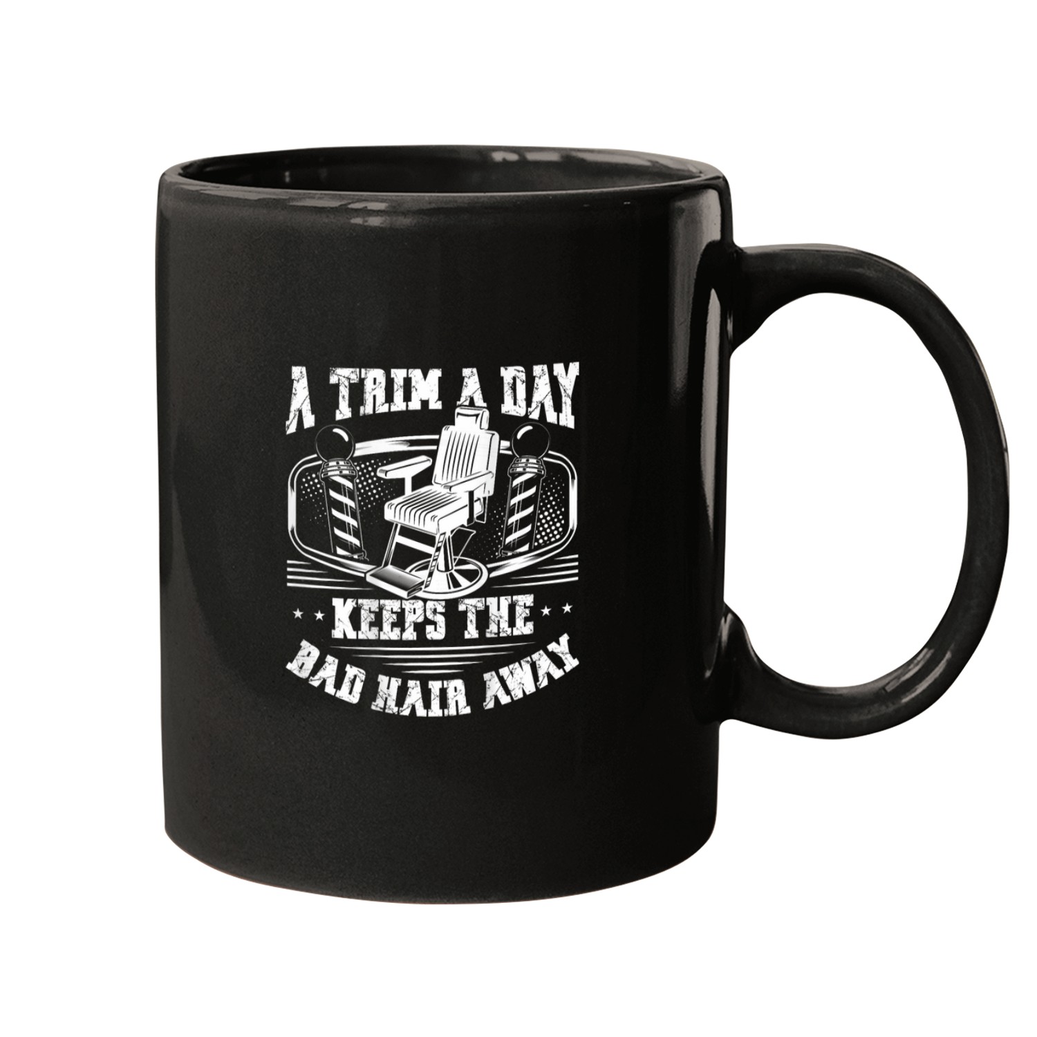 A Trim A Day Keeps The Bad Hair Away Backprint Barber Mugs