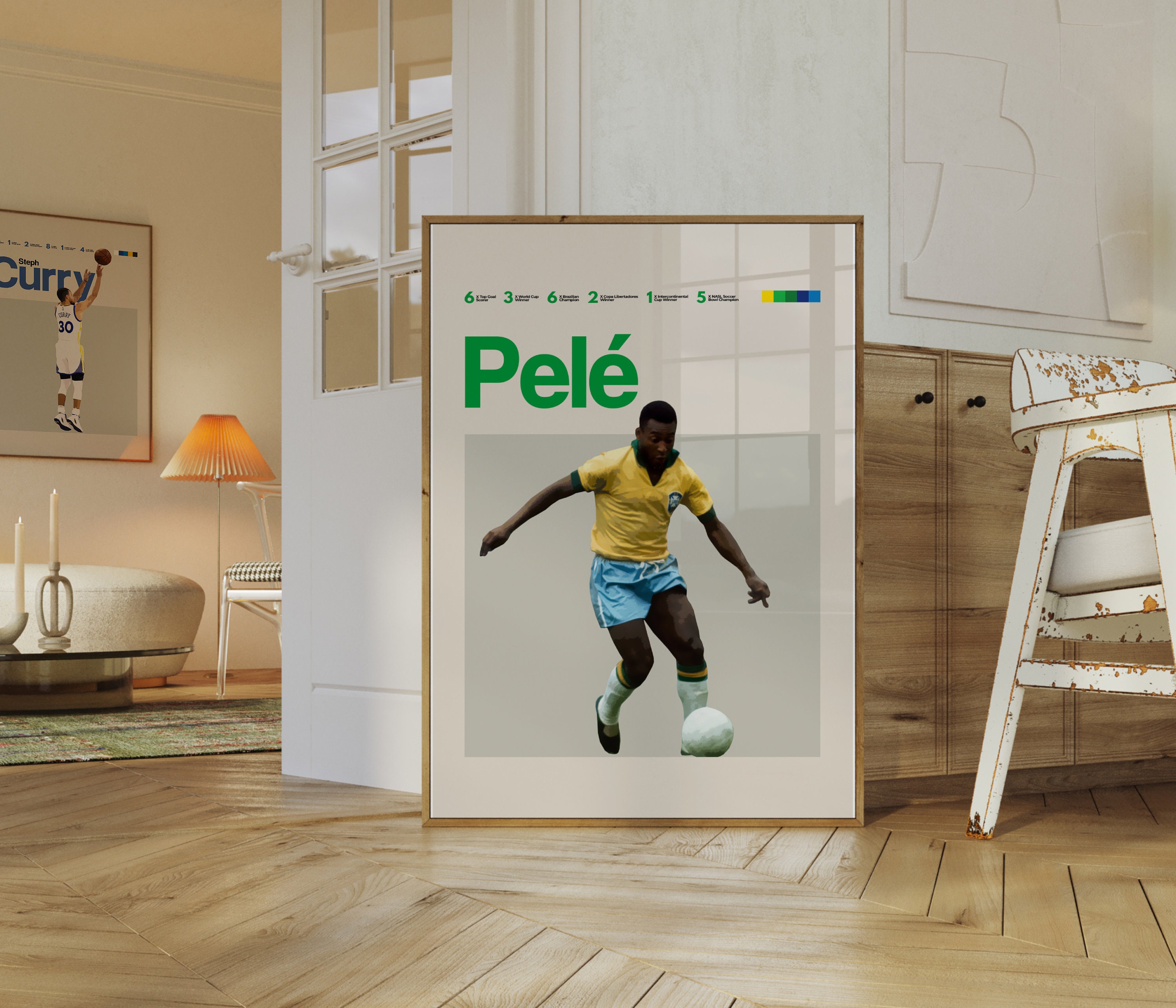 Pele Poster, Football Poster, Minimalist, Helvetica, Mid-Century Modern, Football Bedroom Decor, Soccer Gift