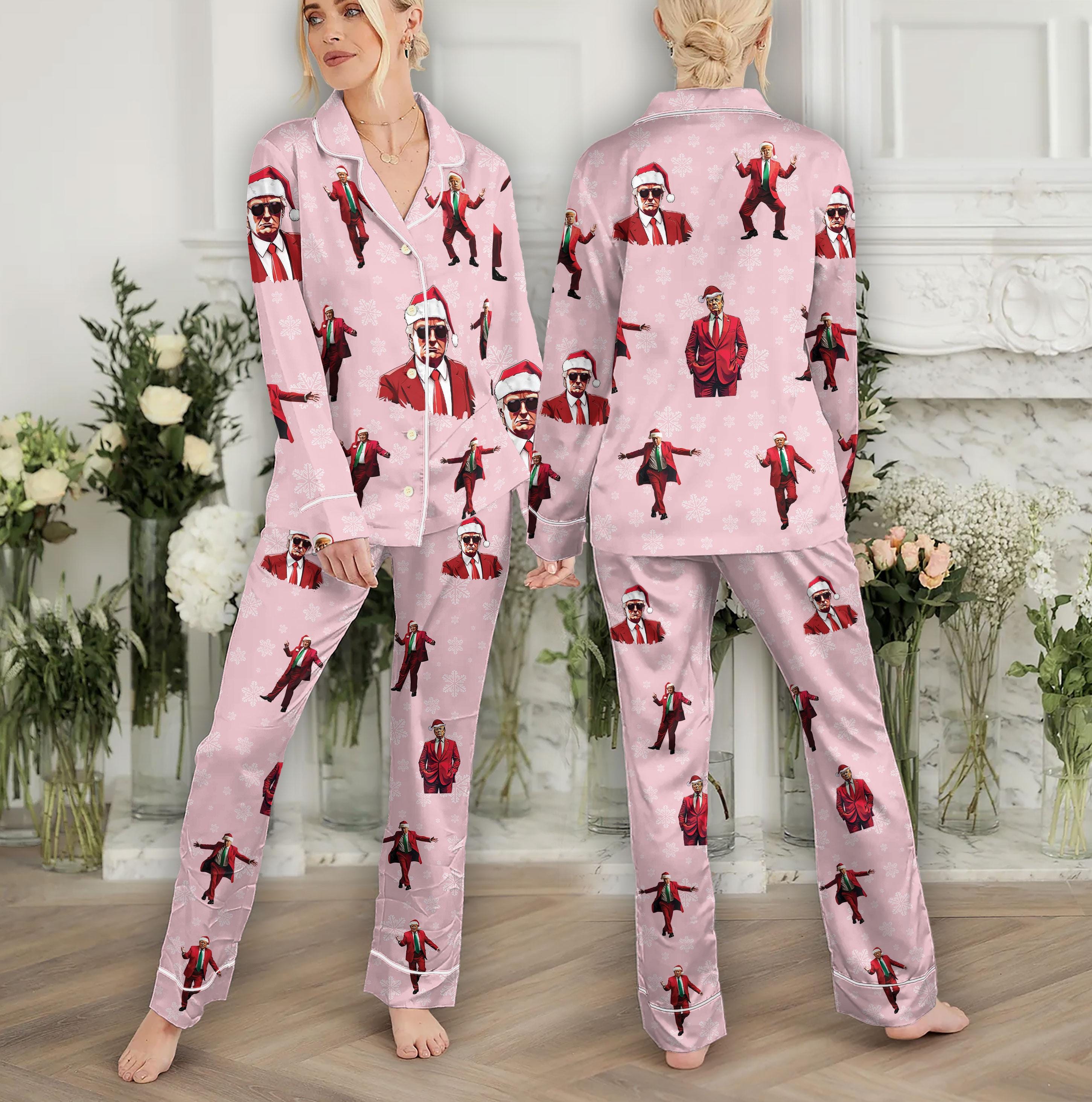 Christmas Trump Pajamas Set Family, Trump Pajama Pants, Christmas Pajama Bottoms, Holiday Pjs Set, Republican Gift