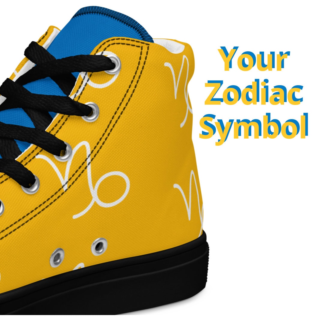 Los Angeles Chargers Sign | Zodiac Gym Shoes | Astrology Shoes | Blue High Top Canvas Shoes | Custom Zodiac Gift | Astrological Zodiac Shoes