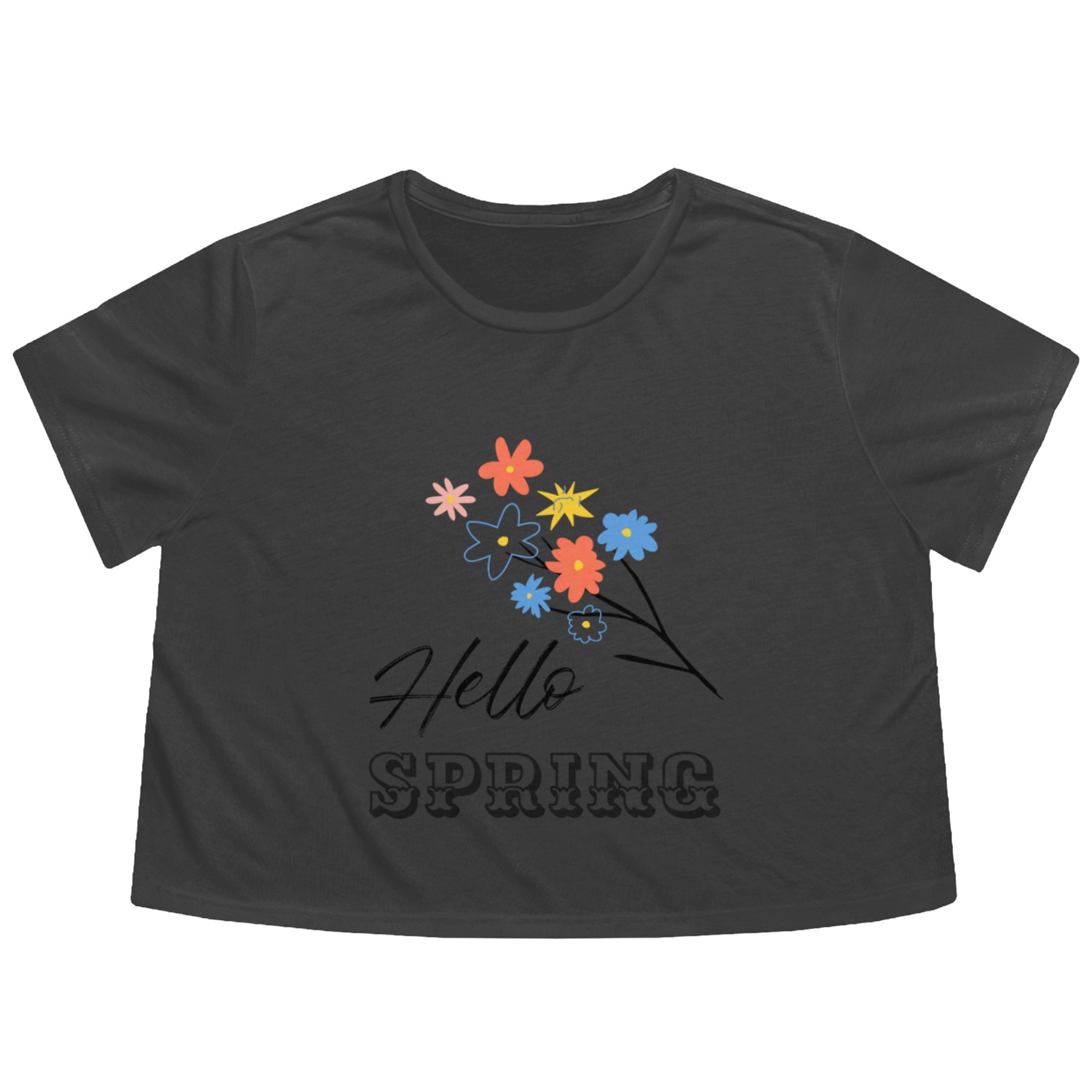 Hello Spring Flower Season Flowy Cropped Tees