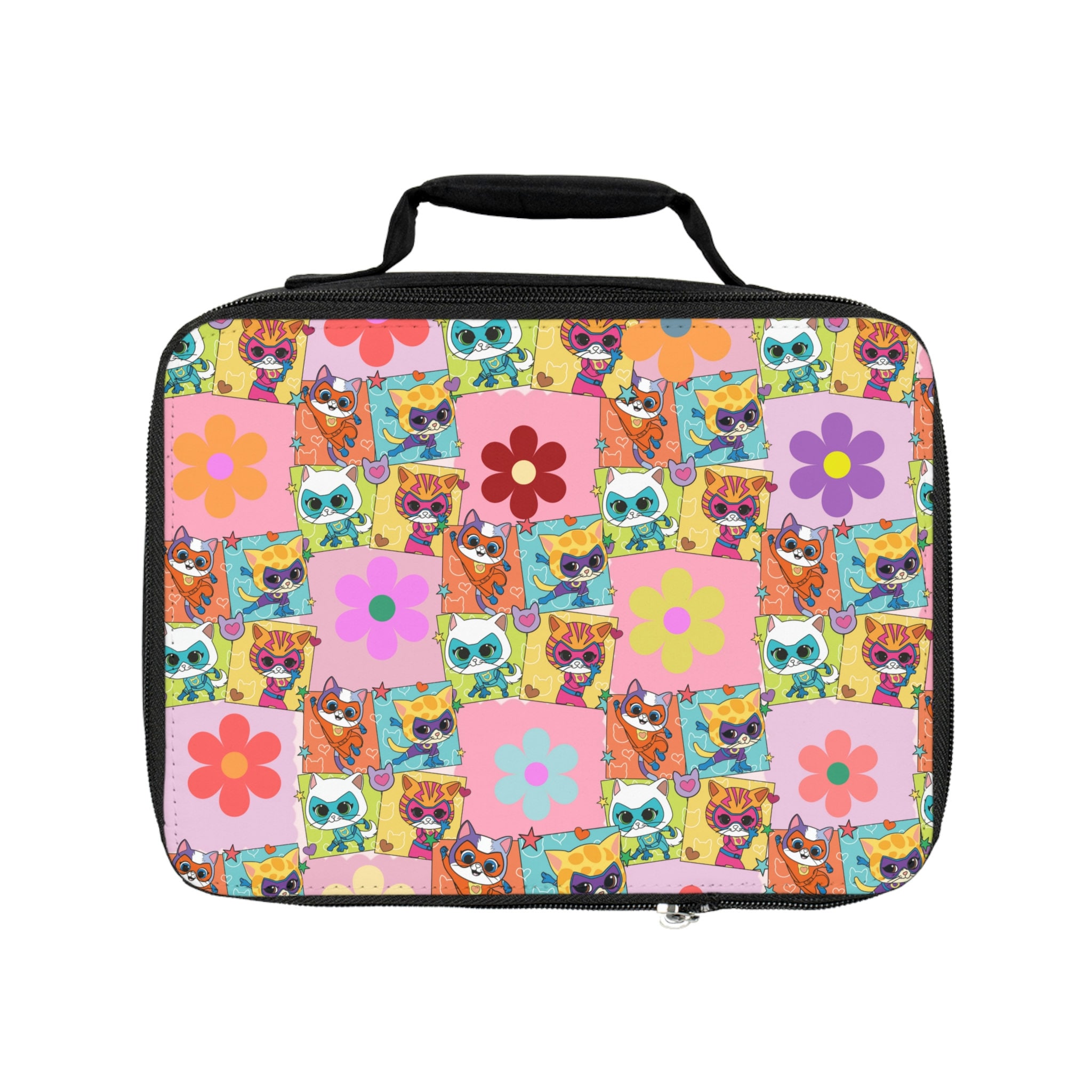 Super Kitties flower Lunch Bag, Kids Lunch Bag, School Lunch Bag, Back to school Lunch Bag