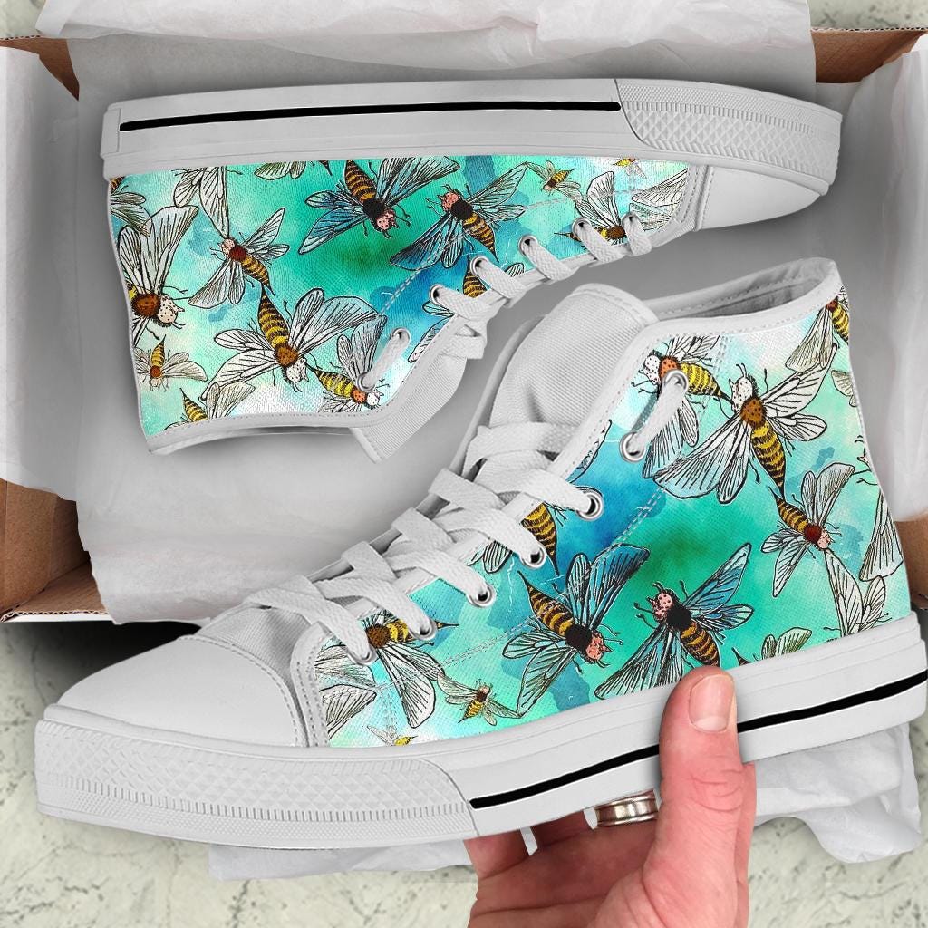 Bee High Top Sneakers / Bee Custom Print Trainers Shoes / Bee High Top Shoes / Bee Keeper Gift