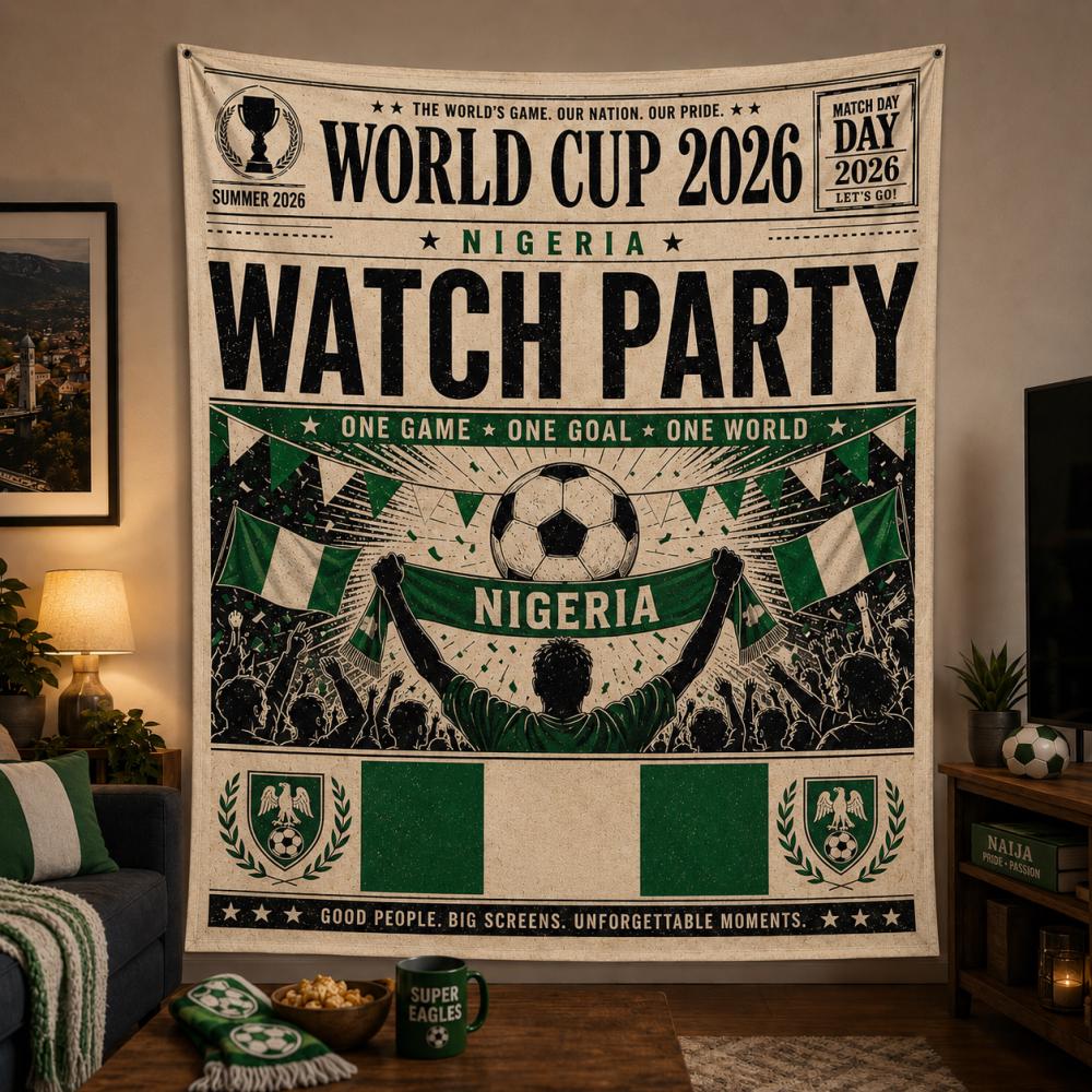 2026 Soccer Nigeria Tapestry, World Fan Wall Hanging, Game Day Decor Tapestry Gift,WC 2026 Soccer Home Decor