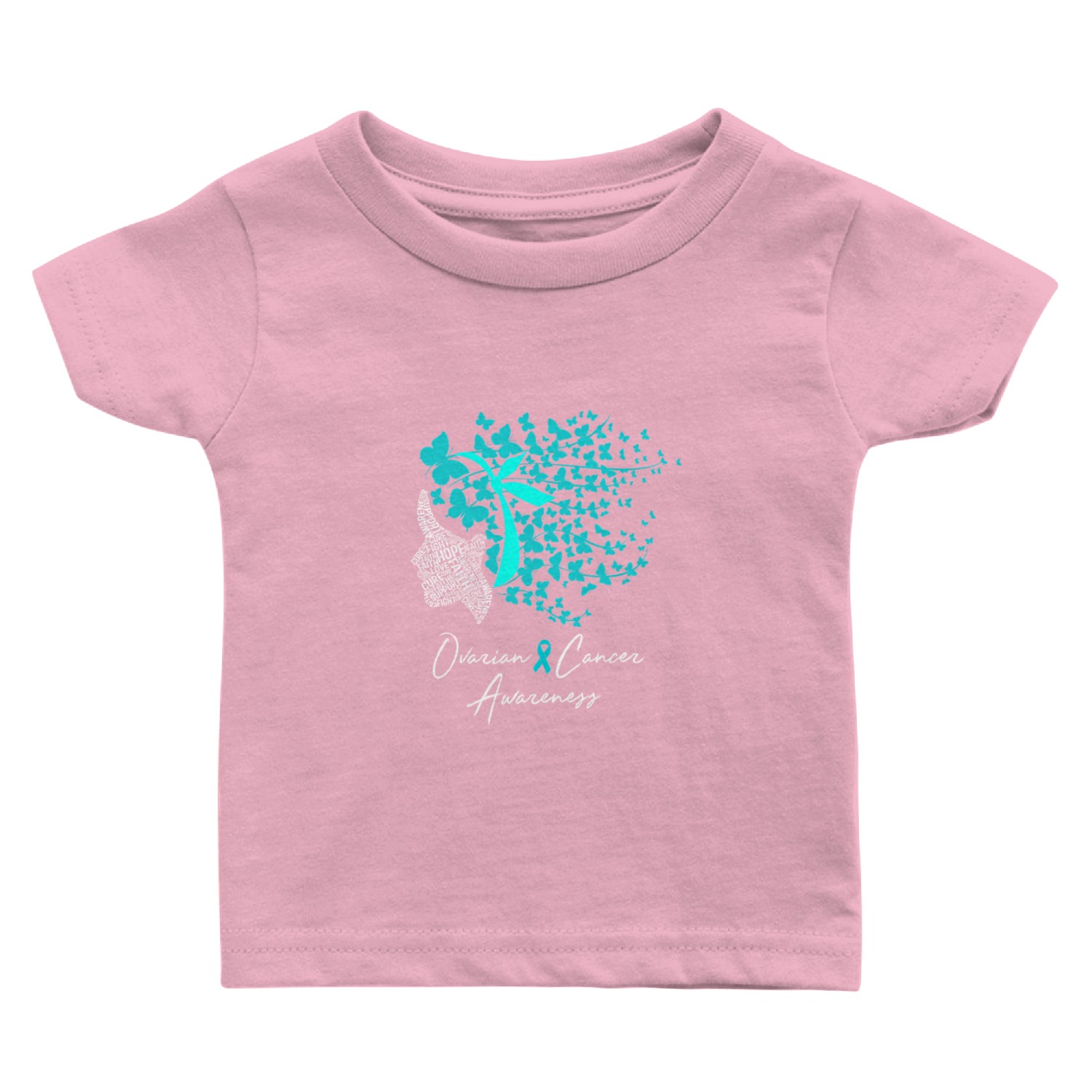 Ovarian Cancer Awareness Teal Butterflies Baby T Shirts
