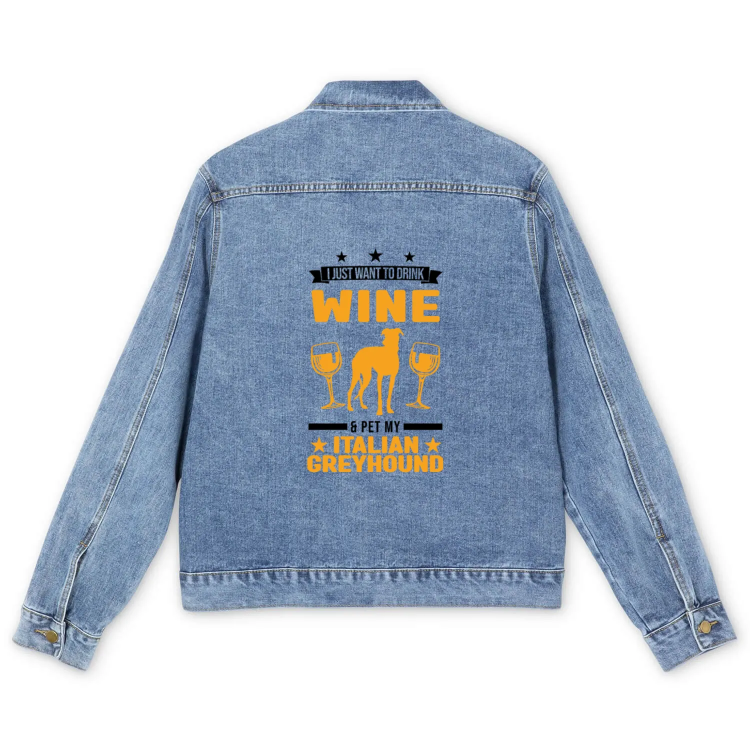 Italian Greyhound And Wine Men's Denim Jackets