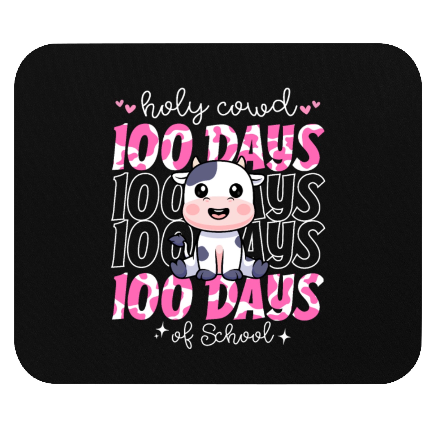 100 Days Of school Cow Pink School teacher Mouse Pads
