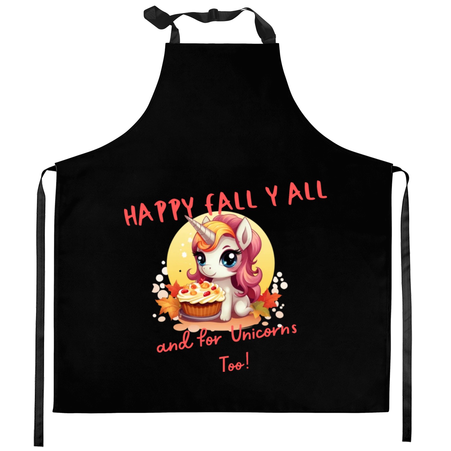 Cute Unicorn Anime Happy Fall Ya all Kitchen Aprons