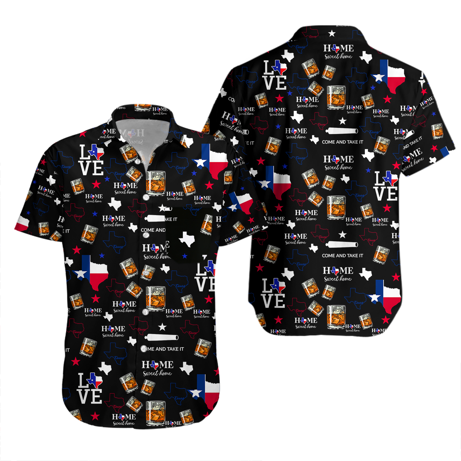Texas Bourbon Whiskey Hawaiian Shirt Summer Beach Aloha