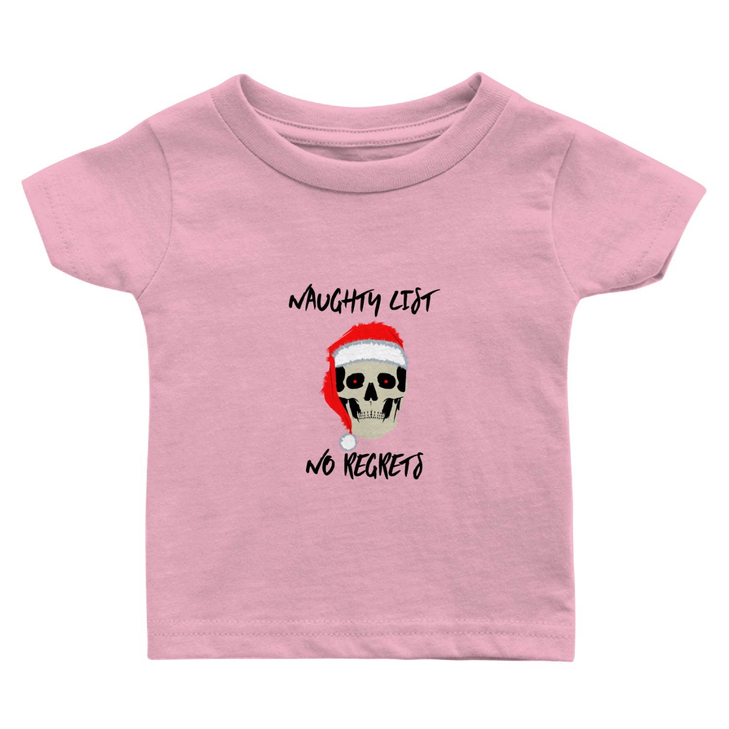 Naughty List No Regrets Santa Skull Baby T Shirts