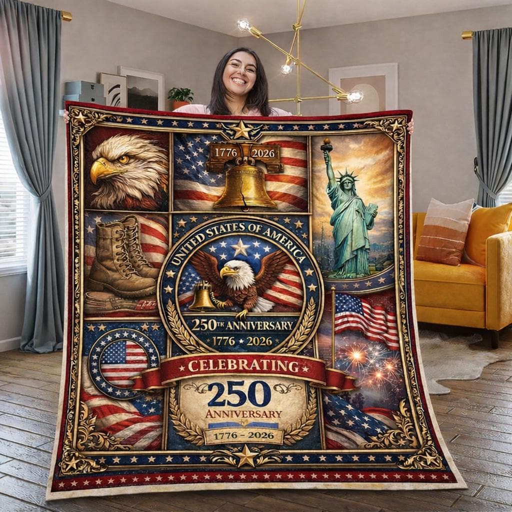 Custom America 250th Anniversary Quilt Blanket, Patriotic USA Quilt, Independence Day Home Decor, Custom 1776 2026 USA 250th Gift