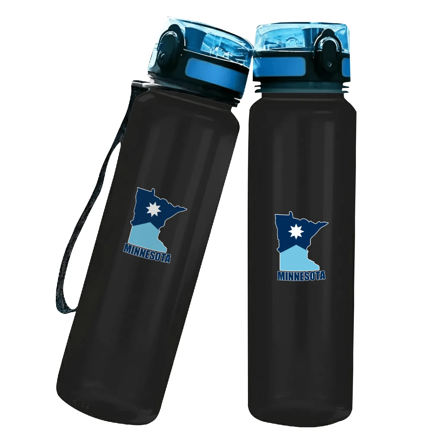 The new Flag of Minnesota State and map Water Track Bottles