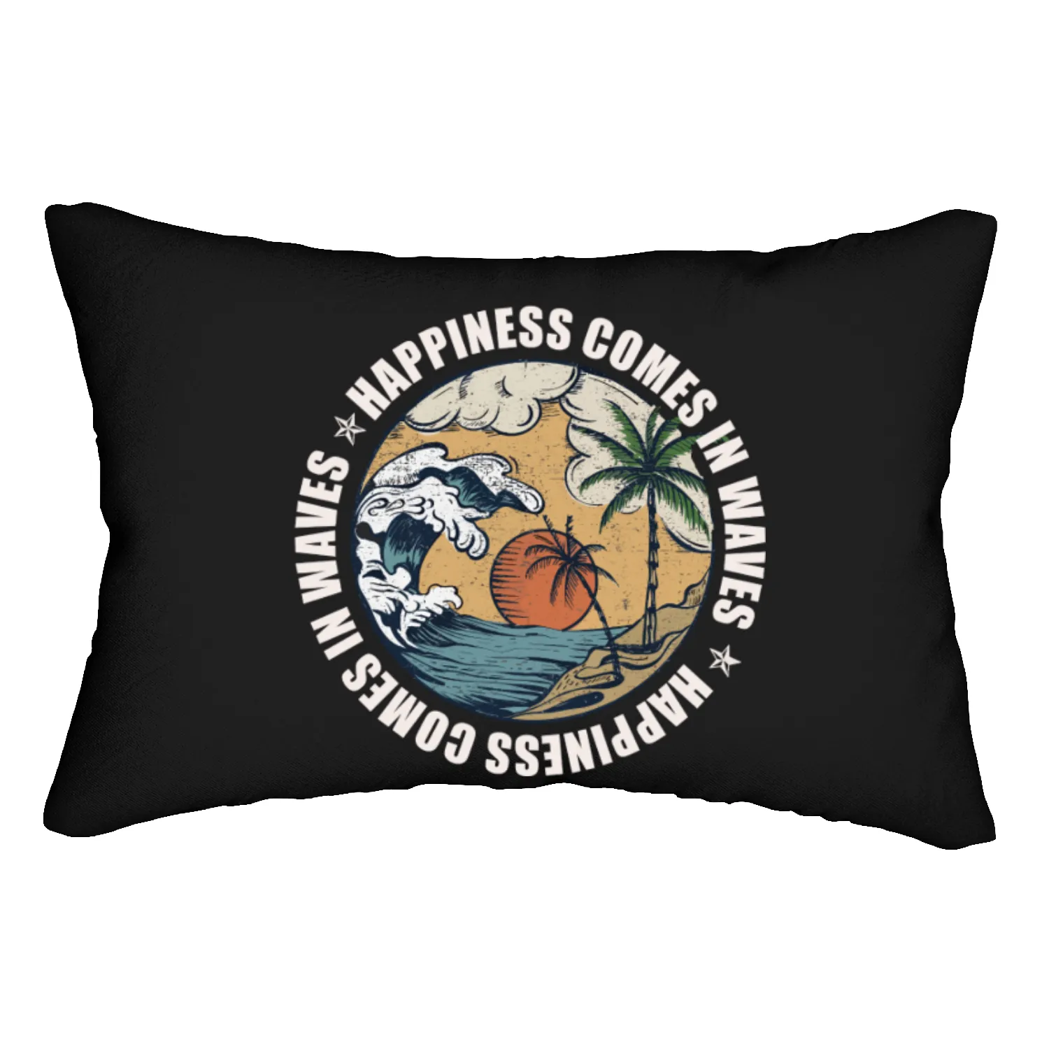 HAPPINESS COMES IN WAVES 1 Lumbar Pillows