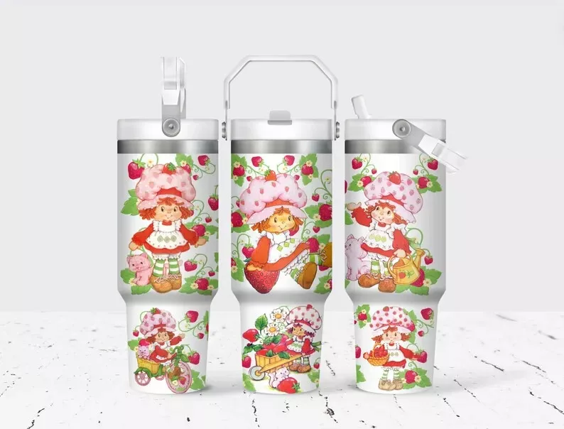 Strawberry Girl 30 Oz Flip Straw Tumbler With Handle
