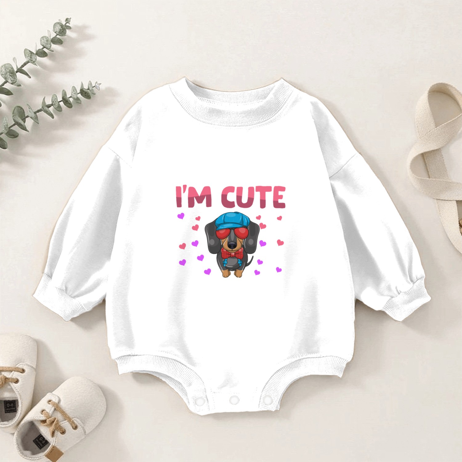 Dachshund Heart Valentine's Day Animal For Womens Baby Romper Sweatshirts