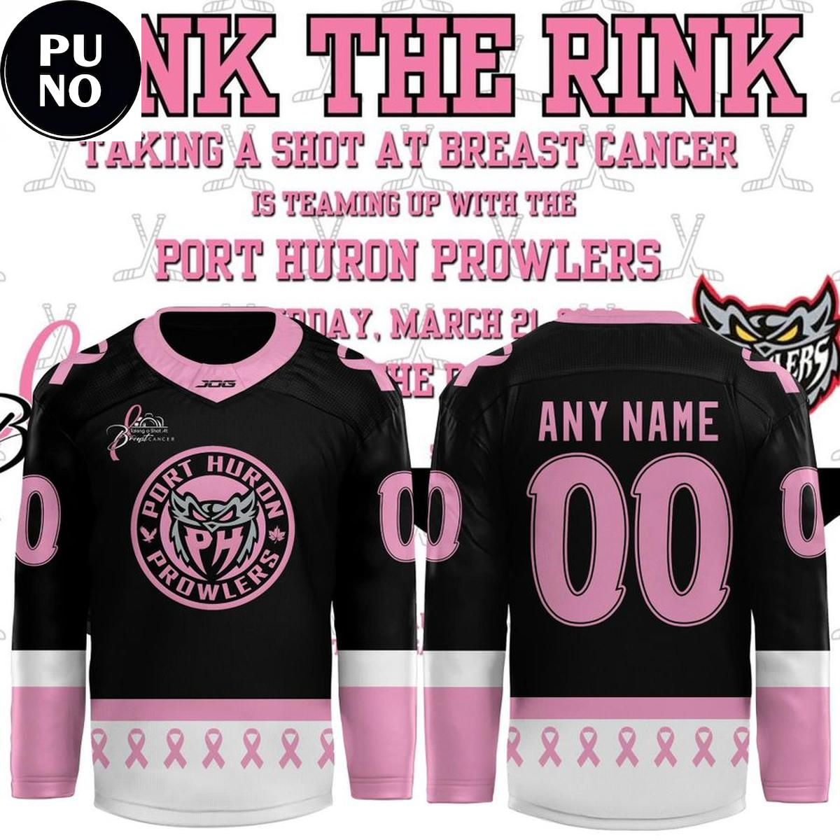 Port Huron Prowlers Pink The Rink 2026 Personalized Hockey Jersey
