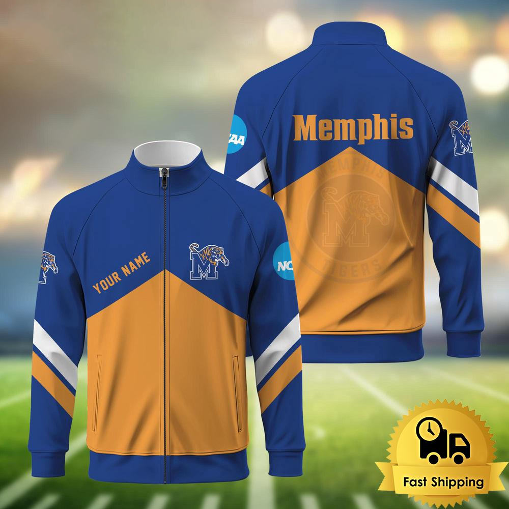 Memphis Tigers Logo Custom Standing Neck Zipper Jacket