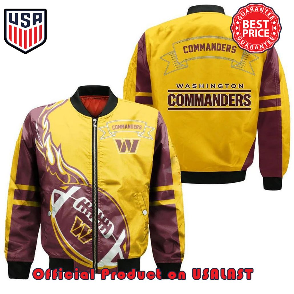 WASHINGTON COMMANDERS BOMBER JACKET 3D PRINTED FLAME BALL PATTERN