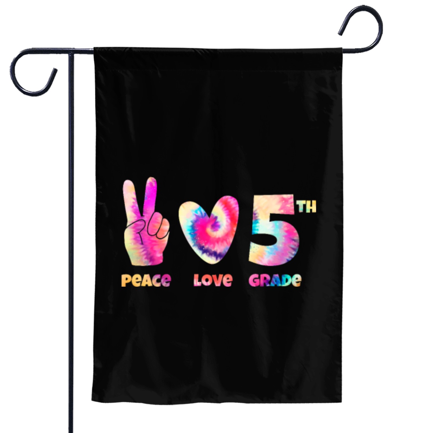 Peace Love 5th Grade Tie Dye Garden Flags