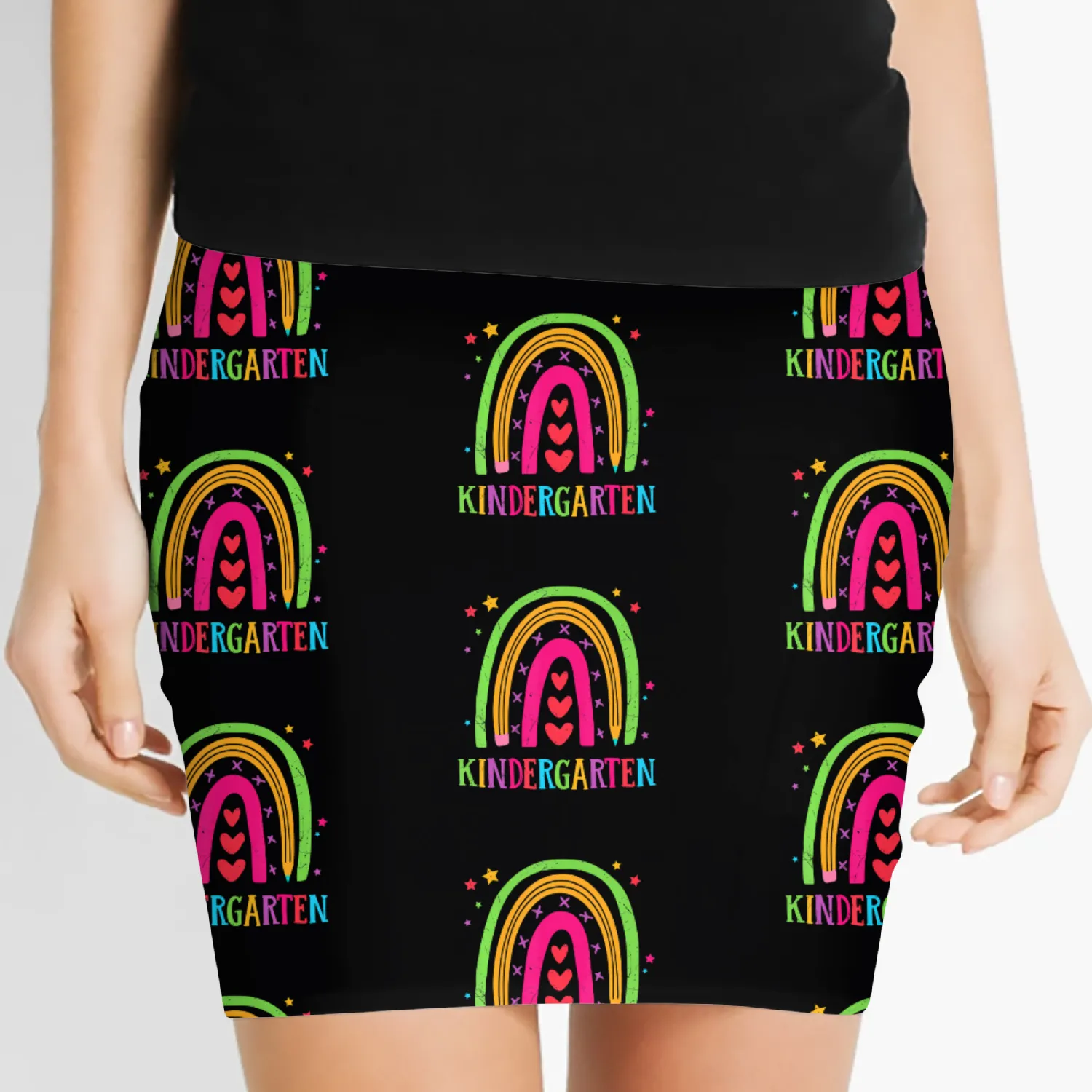 Kindergarten Rainbow Teacher Student Back To Schoo Women's Mini Skirts