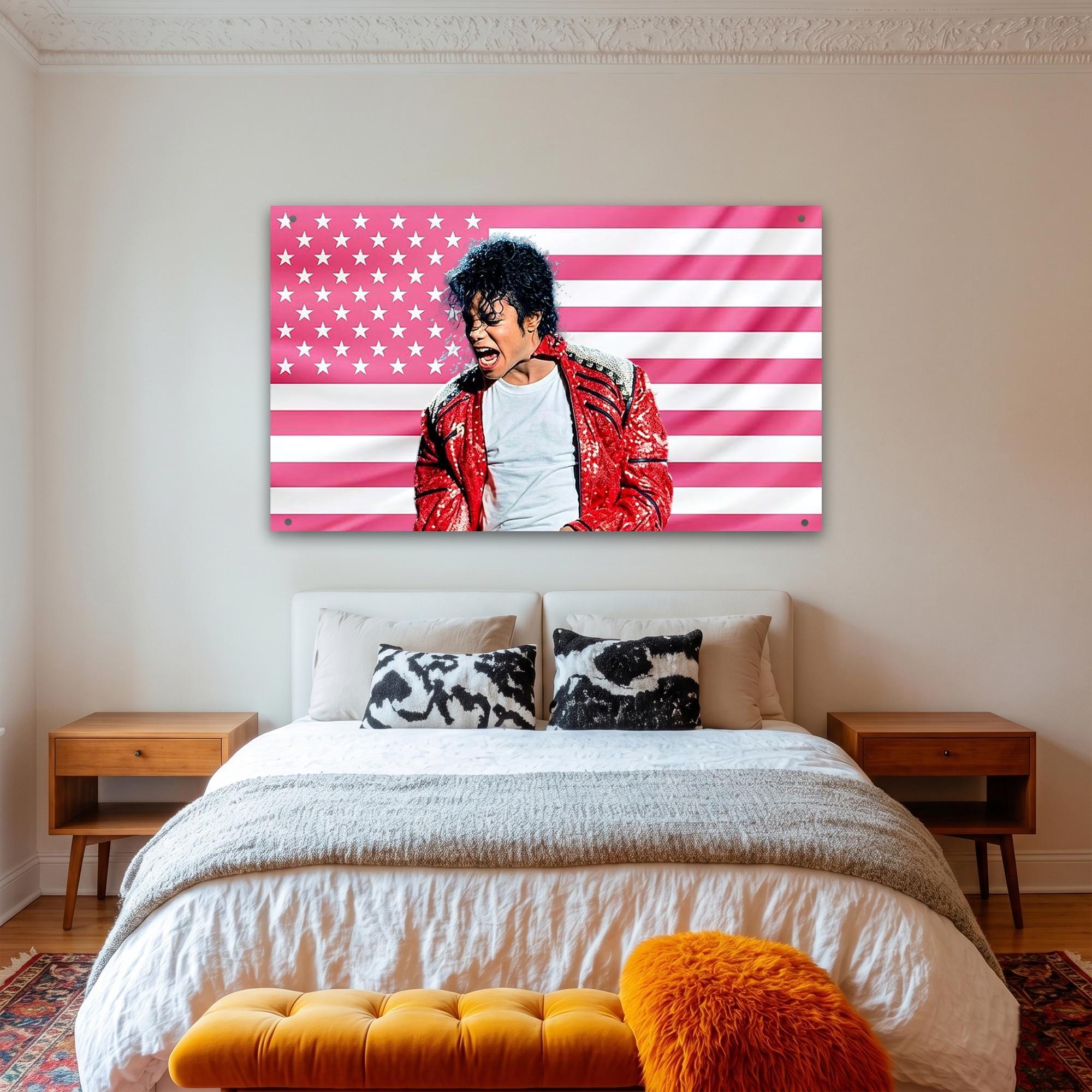 Michael Jackson US Wall Tapestry Flag, King of Pop Music Bedroom Wall Art, Fan Banner