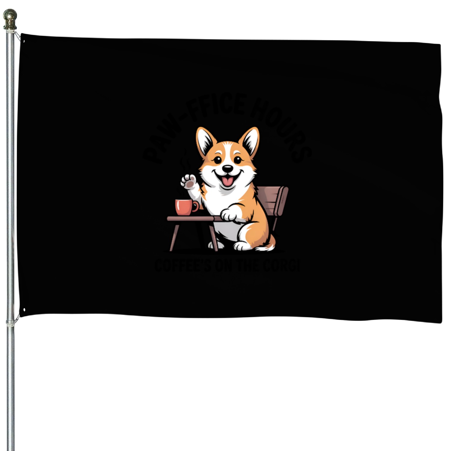 Corgi Coffee Greeting Design House Flags