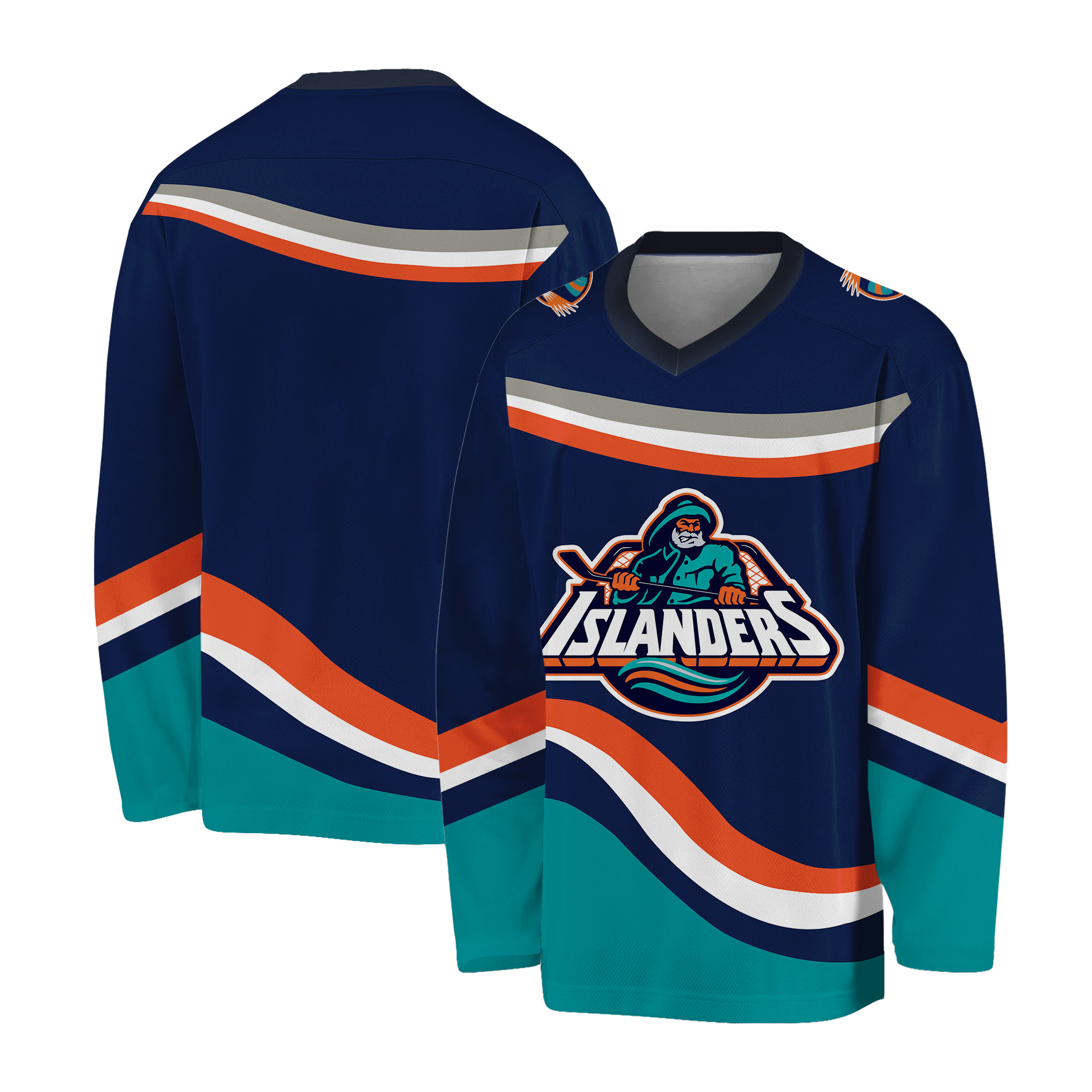 Vintage 90s NewYork Islanders Fisherman Jersey with Lighthouse Shoulder Patches, CCM tag, Large
