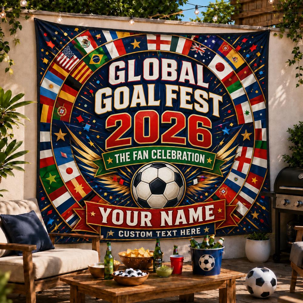 Planet Kick-Off 2026 banner, 2026 Global Goal Fest, 2026 Soccer WoCup Tapestry, Wrldkup Fan Banner, Unique backdrop