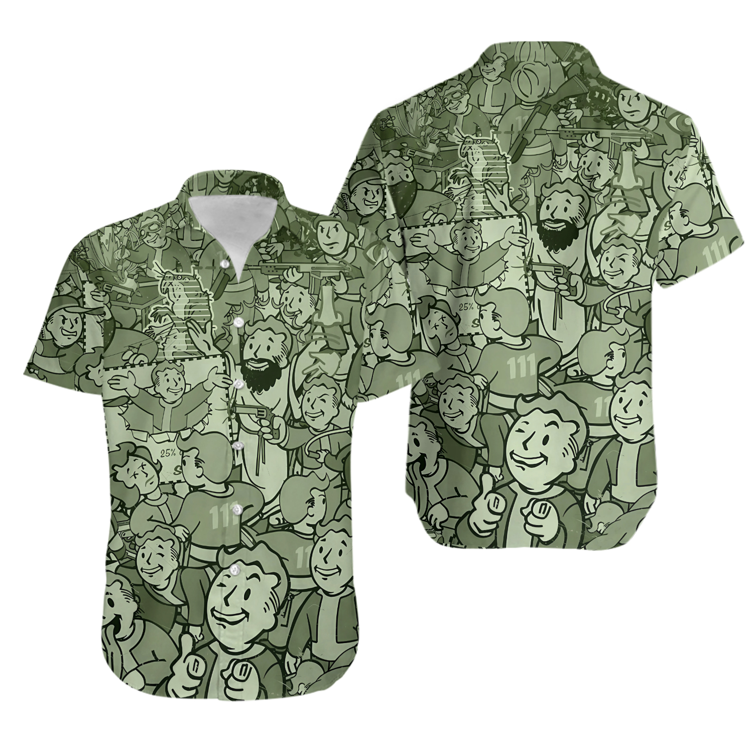 Vault Boy Green Hawaiian Shirt, Falllout Aloha Shirt for Men & Women
