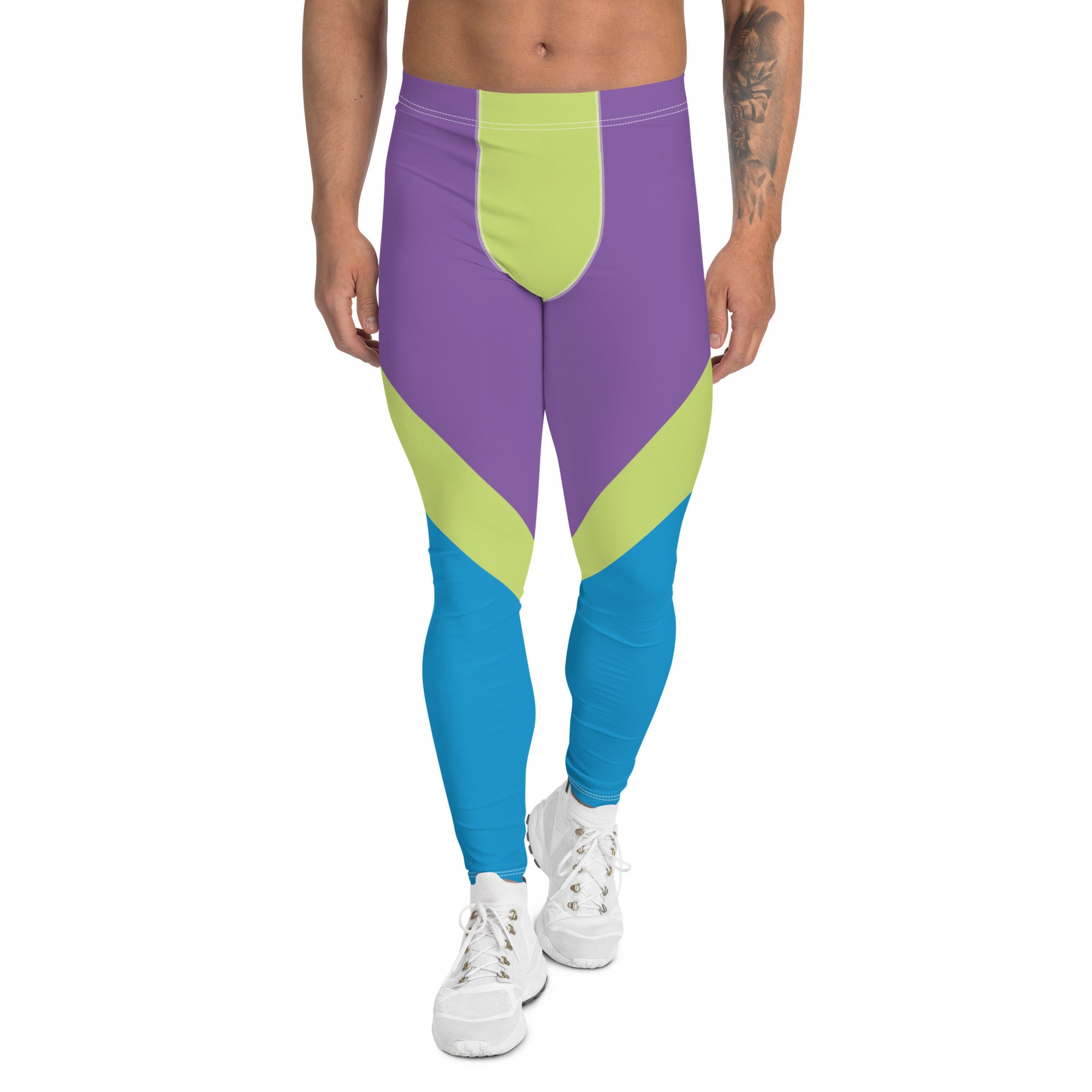 Retro Vintage Color Block Men's Leggings